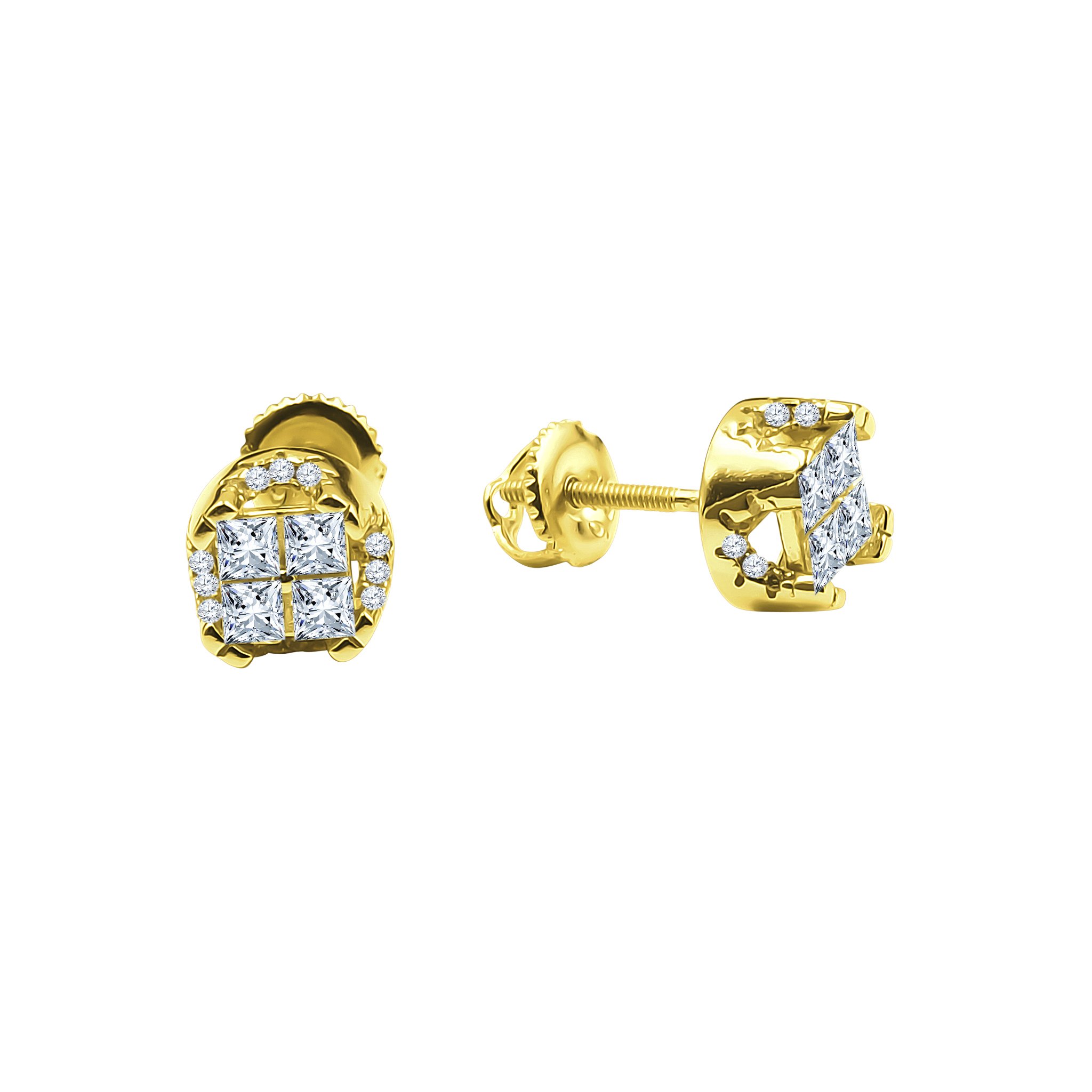 A pair of elegant Diamante Screw Back earrings featuring shiny cubic zirconia stones set in a gold-colored brass copper metal frame.