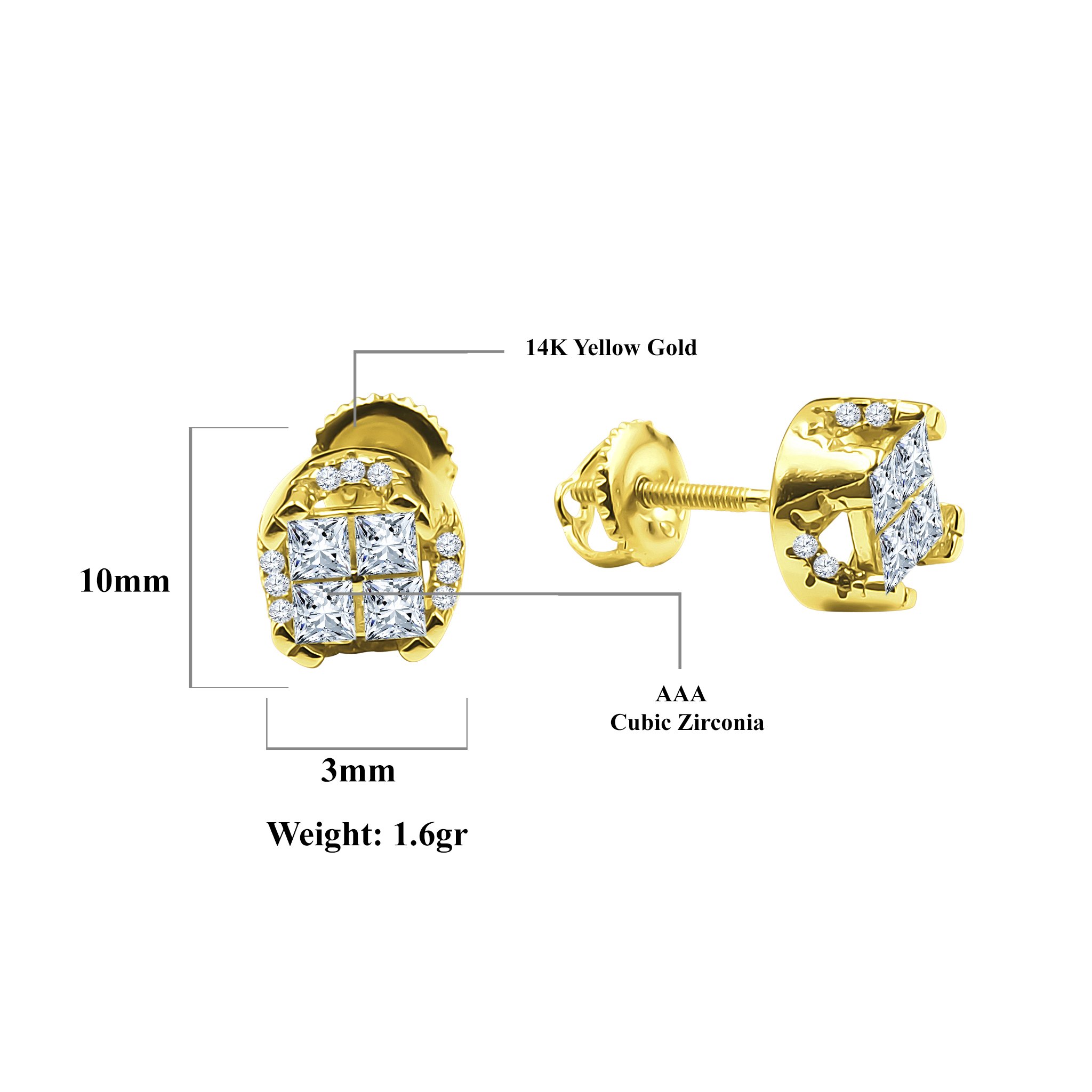 A pair of elegant Diamante Screw Back earrings featuring shiny cubic zirconia stones set in a gold-colored brass copper metal frame.