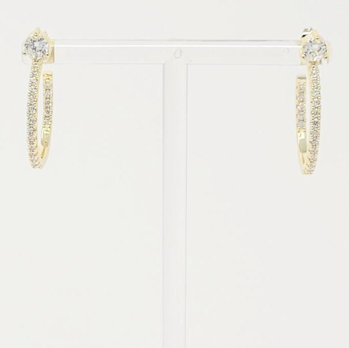 Stylish Diamond On Top Hoop Earrings featuring 18K gold plating and sparkling cubic zirconia, perfect for any occasion.