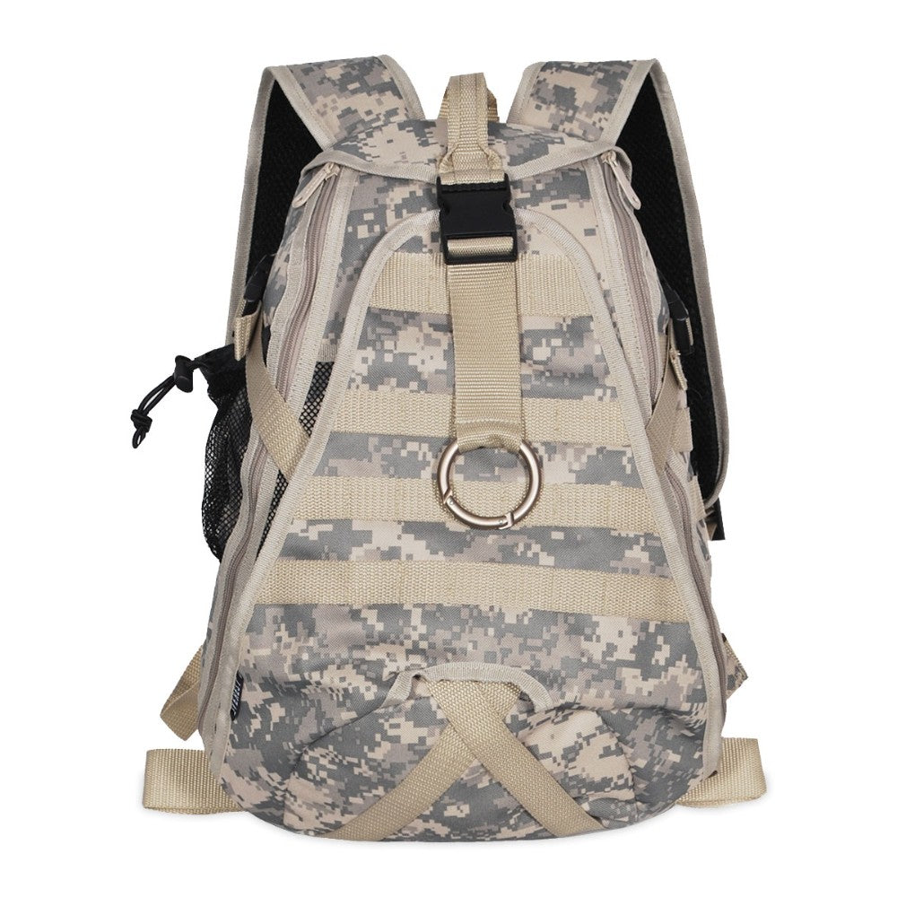 Digital Camo Technical Hydration Backpack featuring rugged design and multiple storage options.