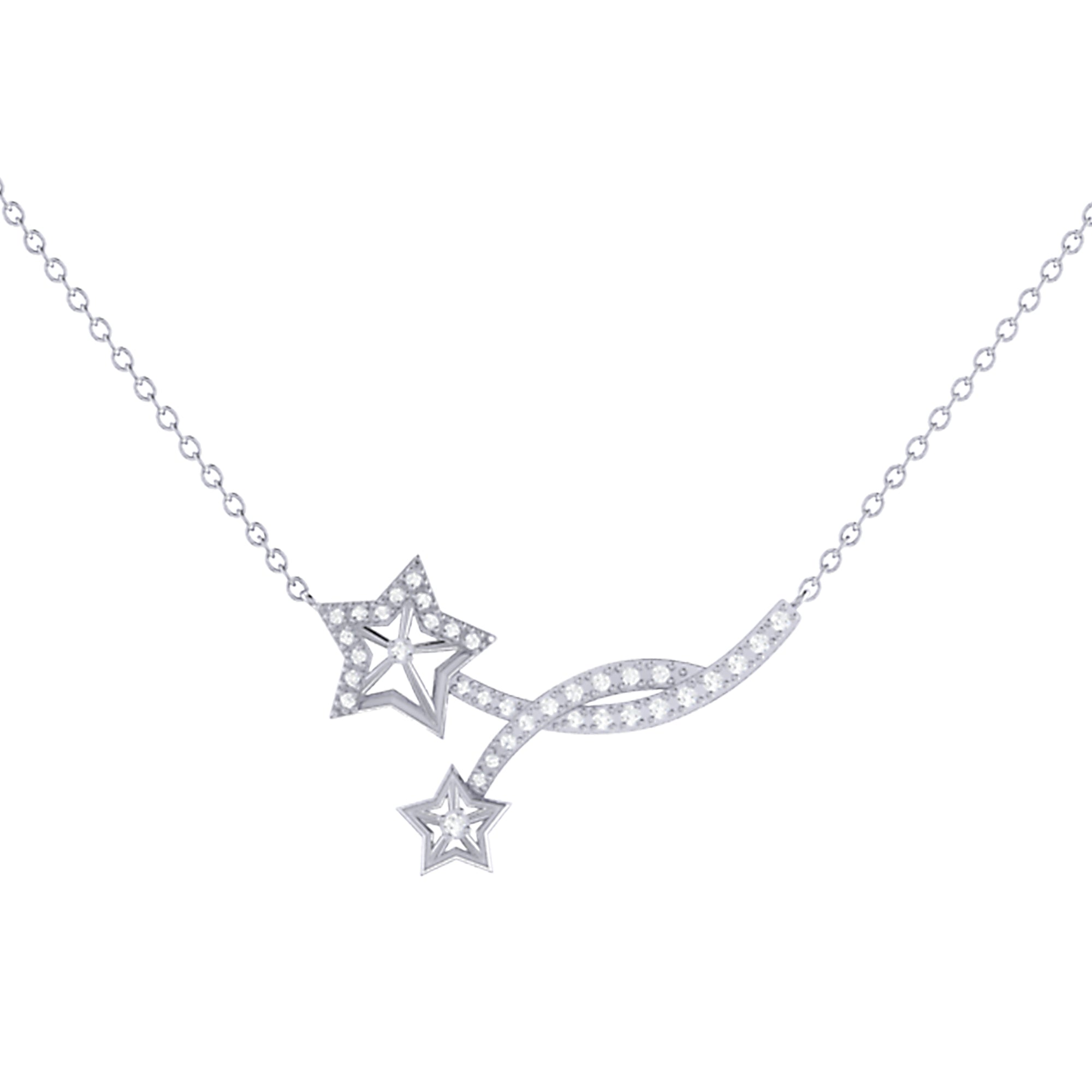 Divergent Stars Diamond Necklace in Sterling Silver featuring natural diamonds and an elegant design.