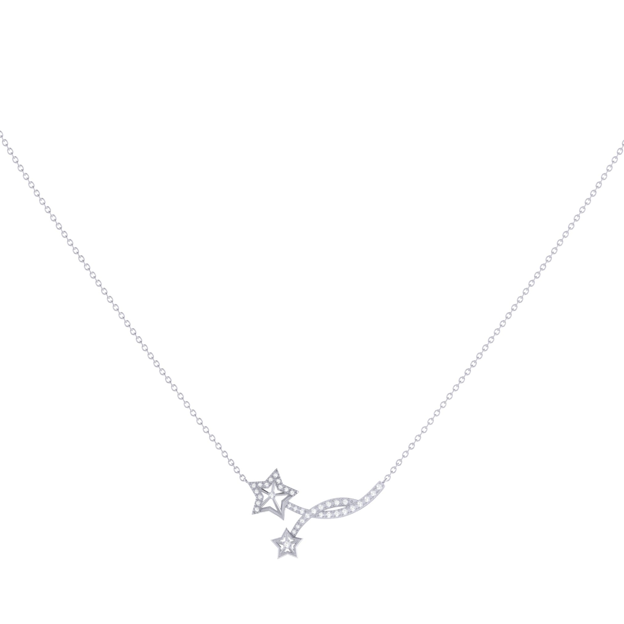 Divergent Stars Diamond Necklace in Sterling Silver featuring natural diamonds and an elegant design.