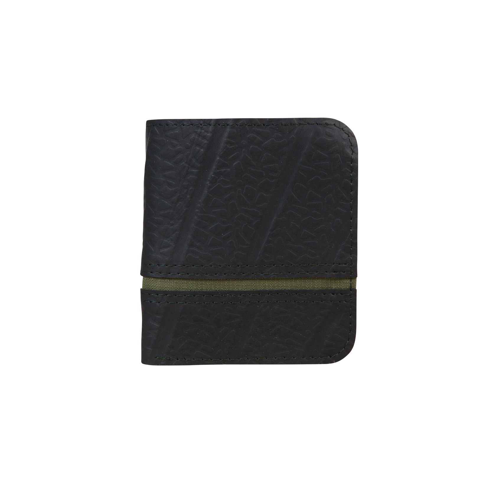 Dody Slimline Inner Tube Wallet showcasing unique recycled rubber texture and vibrant stitching, available in multiple colors.