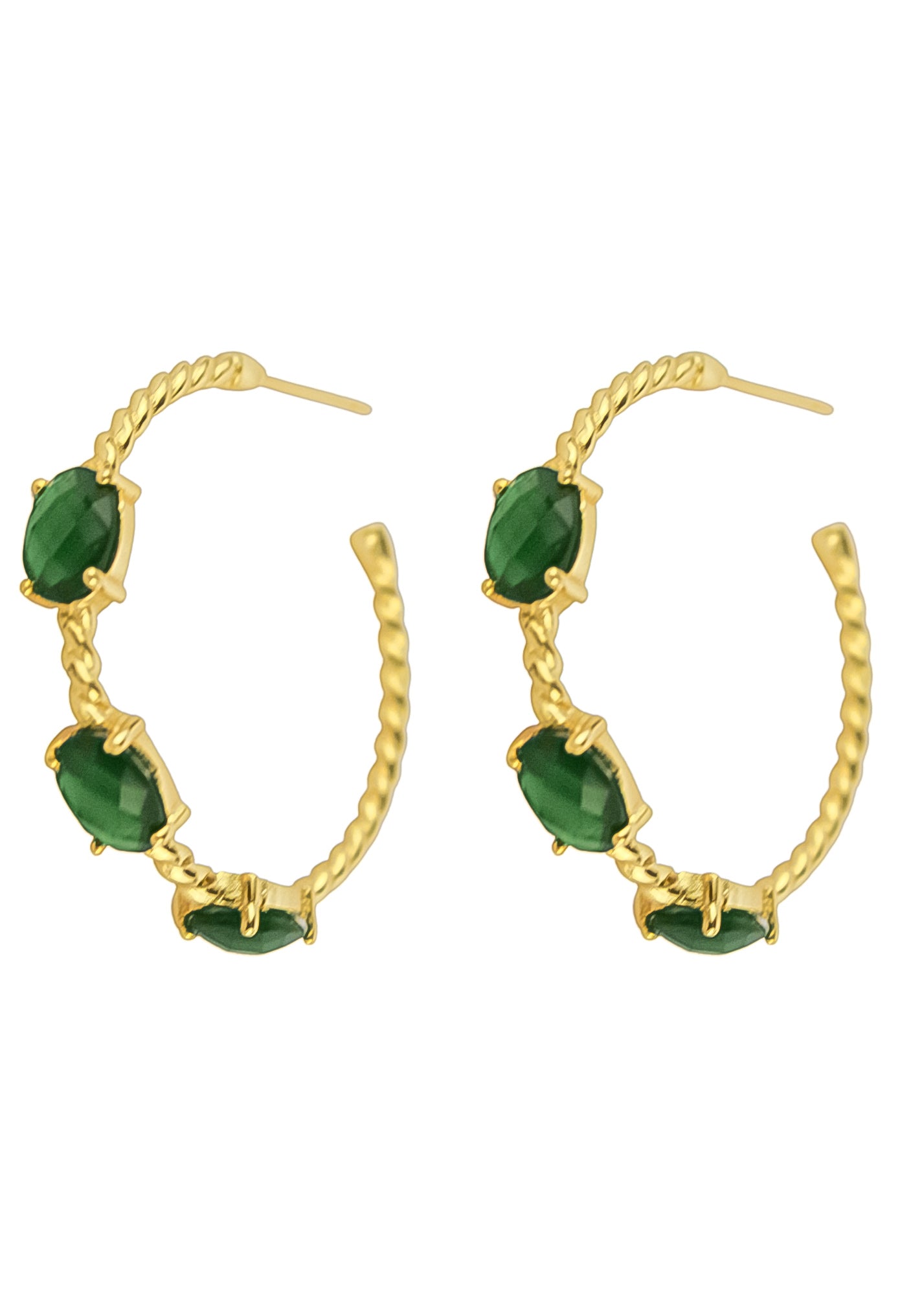 Elegant Doha Earrings featuring 18K gold plating and natural semi-precious stones, designed for pierced ears.