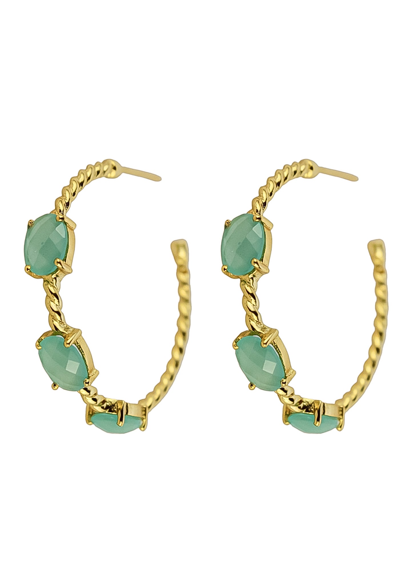 Elegant Doha Earrings featuring 18K gold plating and natural semi-precious stones, designed for pierced ears.