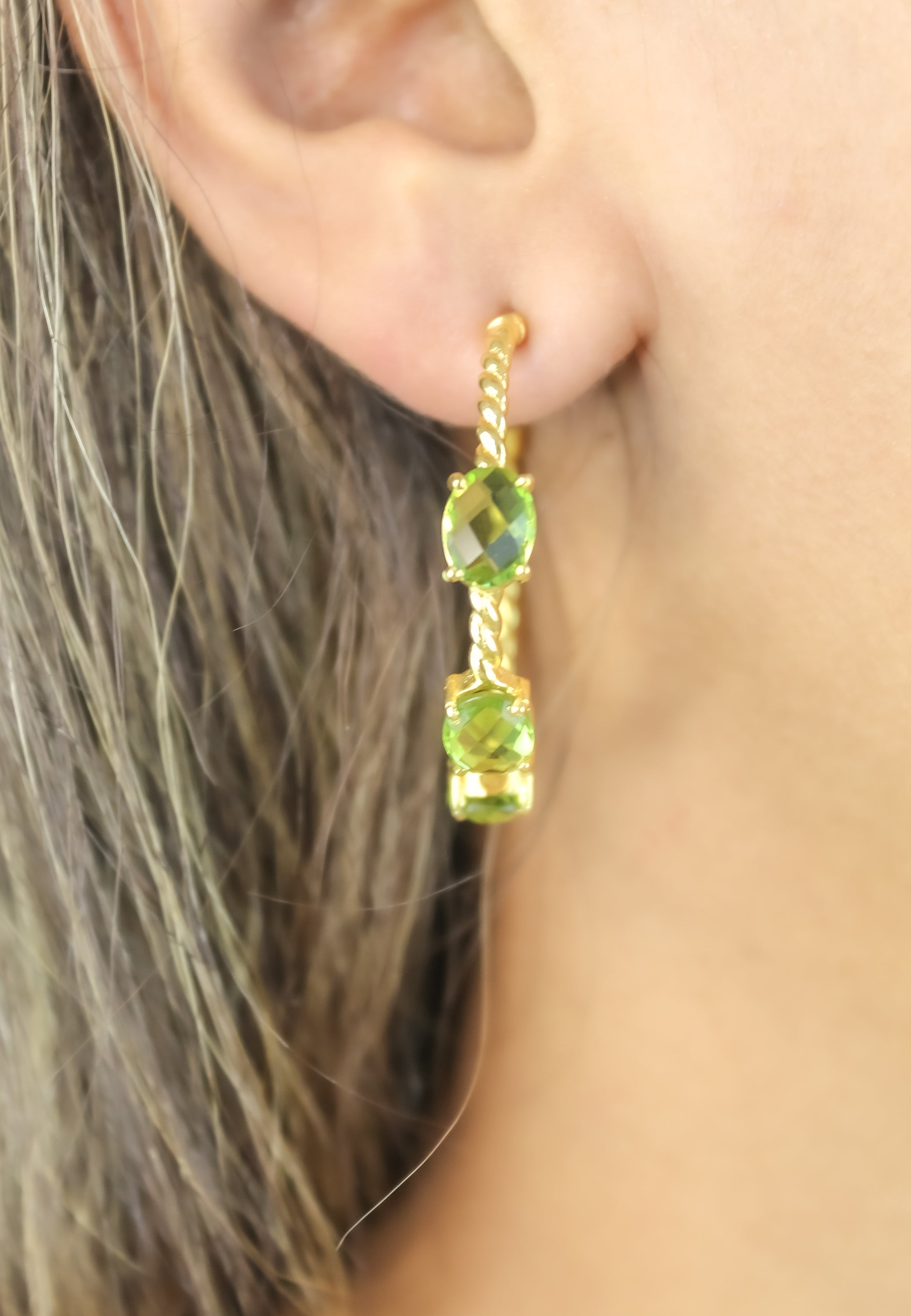 Elegant Doha Earrings featuring 18K gold plating and natural semi-precious stones, designed for pierced ears.