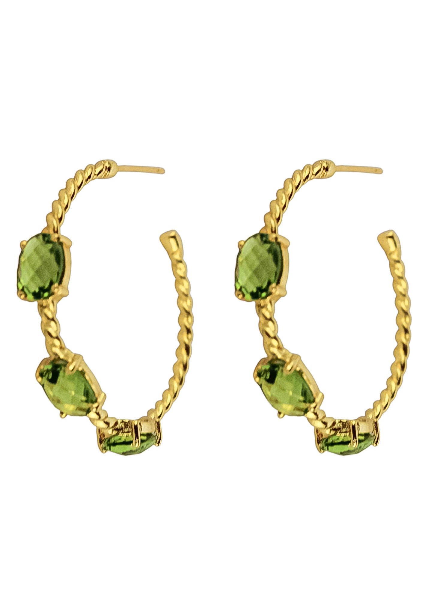 Elegant Doha Earrings featuring 18K gold plating and natural semi-precious stones, designed for pierced ears.