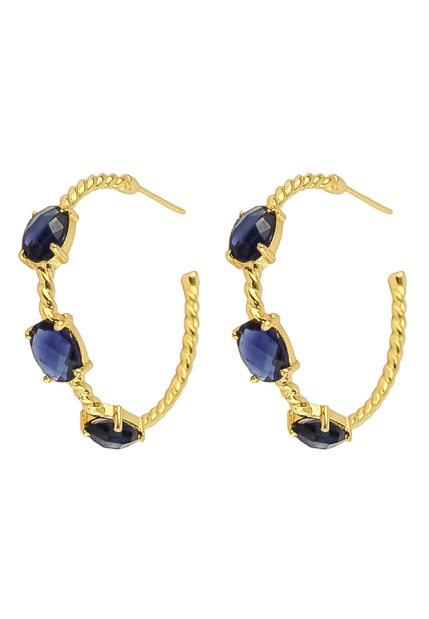 Elegant Doha Earrings featuring 18K gold plating and natural semi-precious stones, designed for pierced ears.