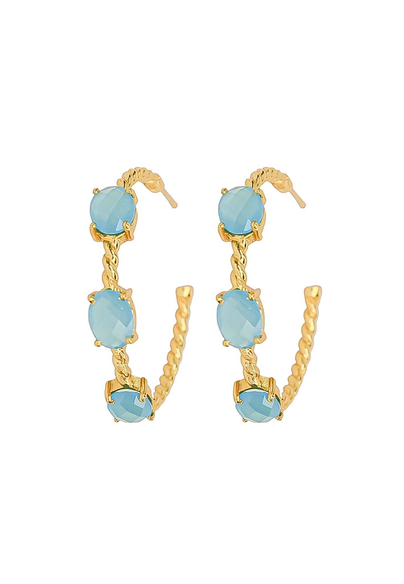 Elegant Doha Earrings featuring 18K gold plating and natural semi-precious stones, designed for pierced ears.