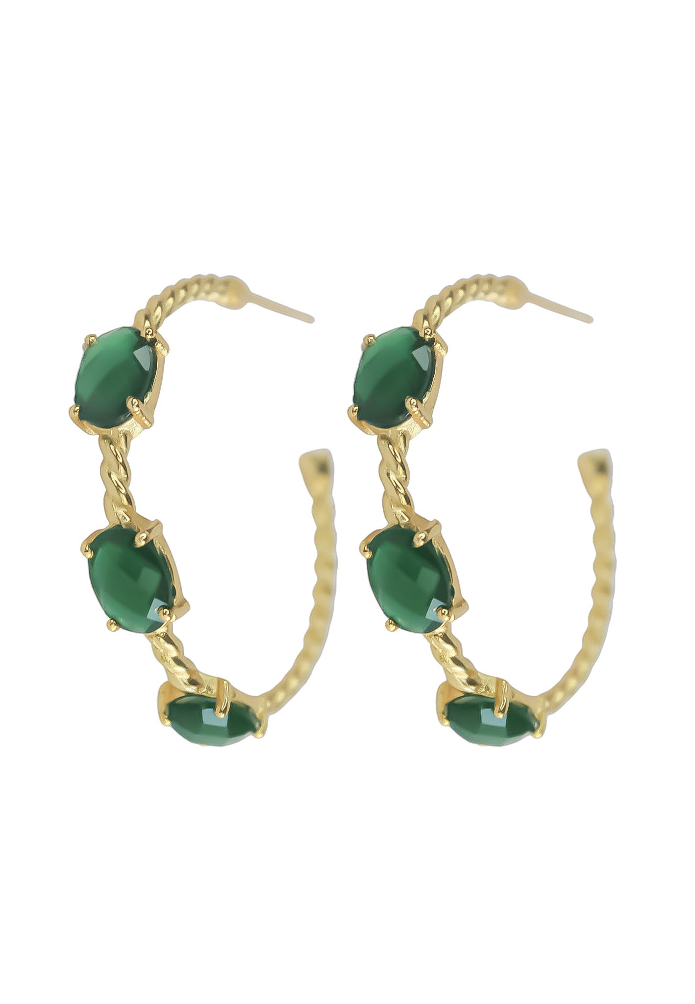 Elegant Doha Earrings featuring 18K gold plating and natural semi-precious stones, designed for pierced ears.