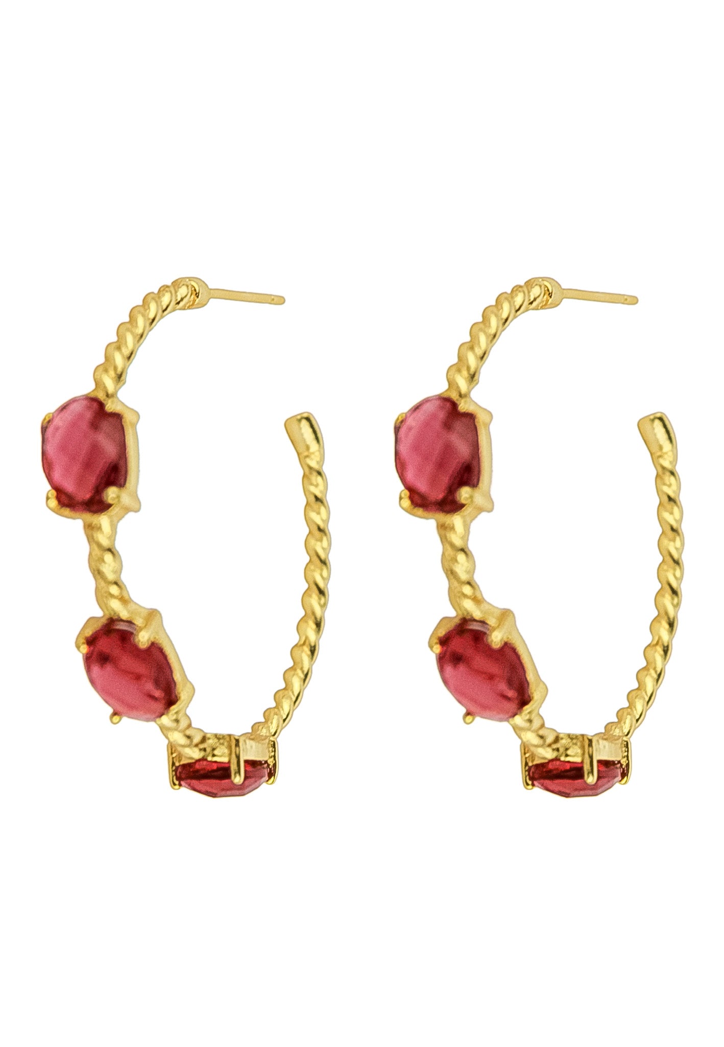 Elegant Doha Earrings featuring 18K gold plating and natural semi-precious stones, designed for pierced ears.