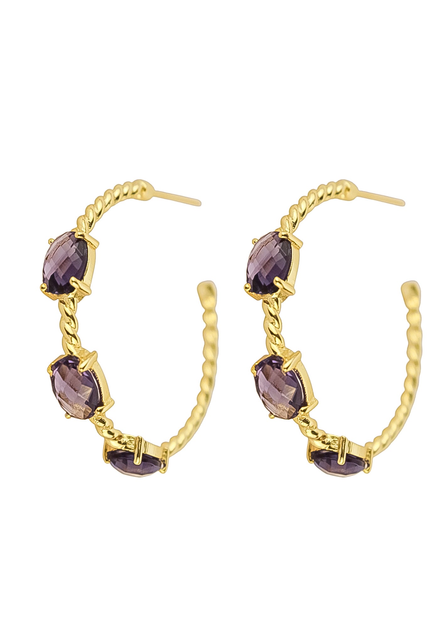 Elegant Doha Earrings featuring 18K gold plating and natural semi-precious stones, designed for pierced ears.