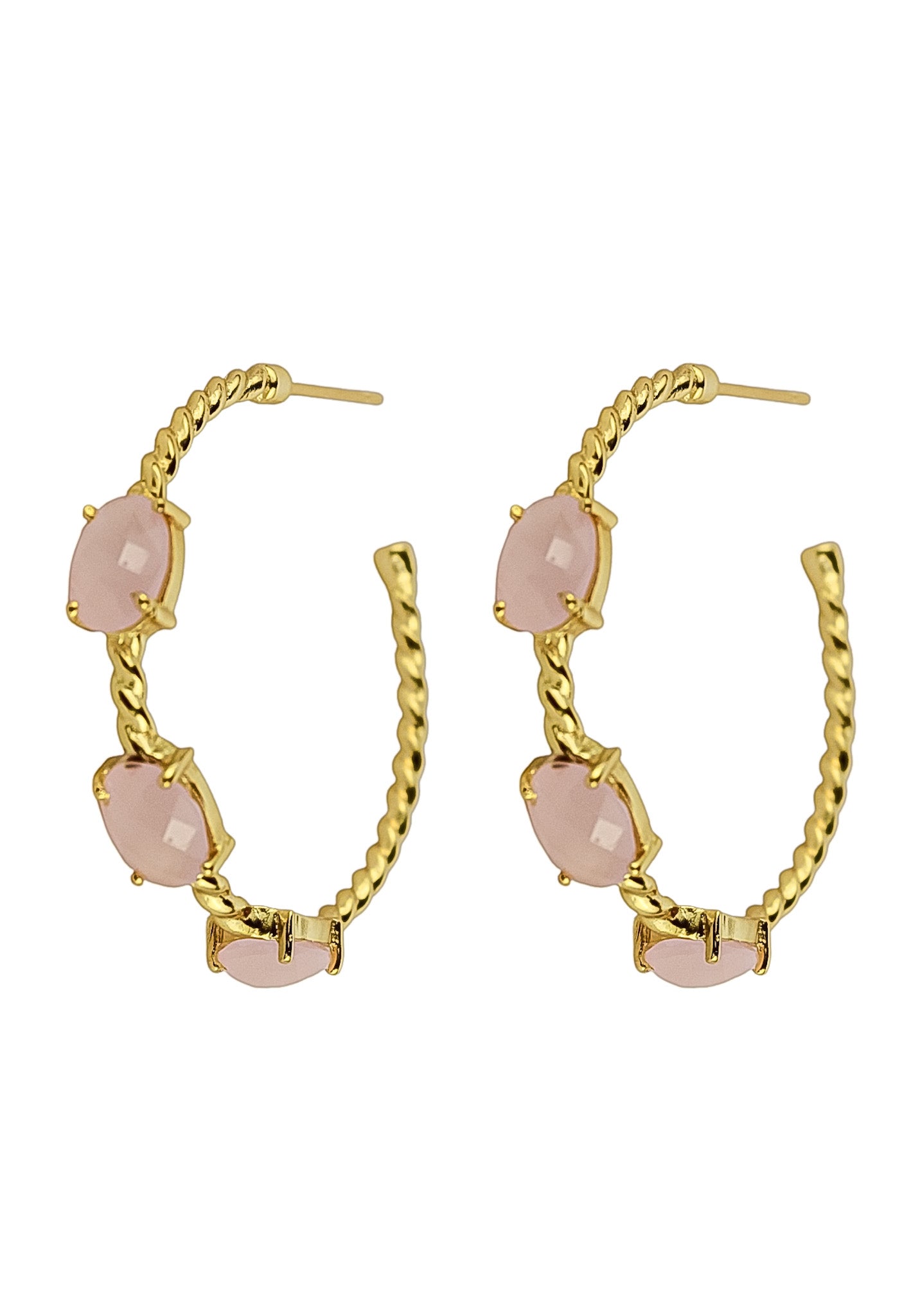 Elegant Doha Earrings featuring 18K gold plating and natural semi-precious stones, designed for pierced ears.