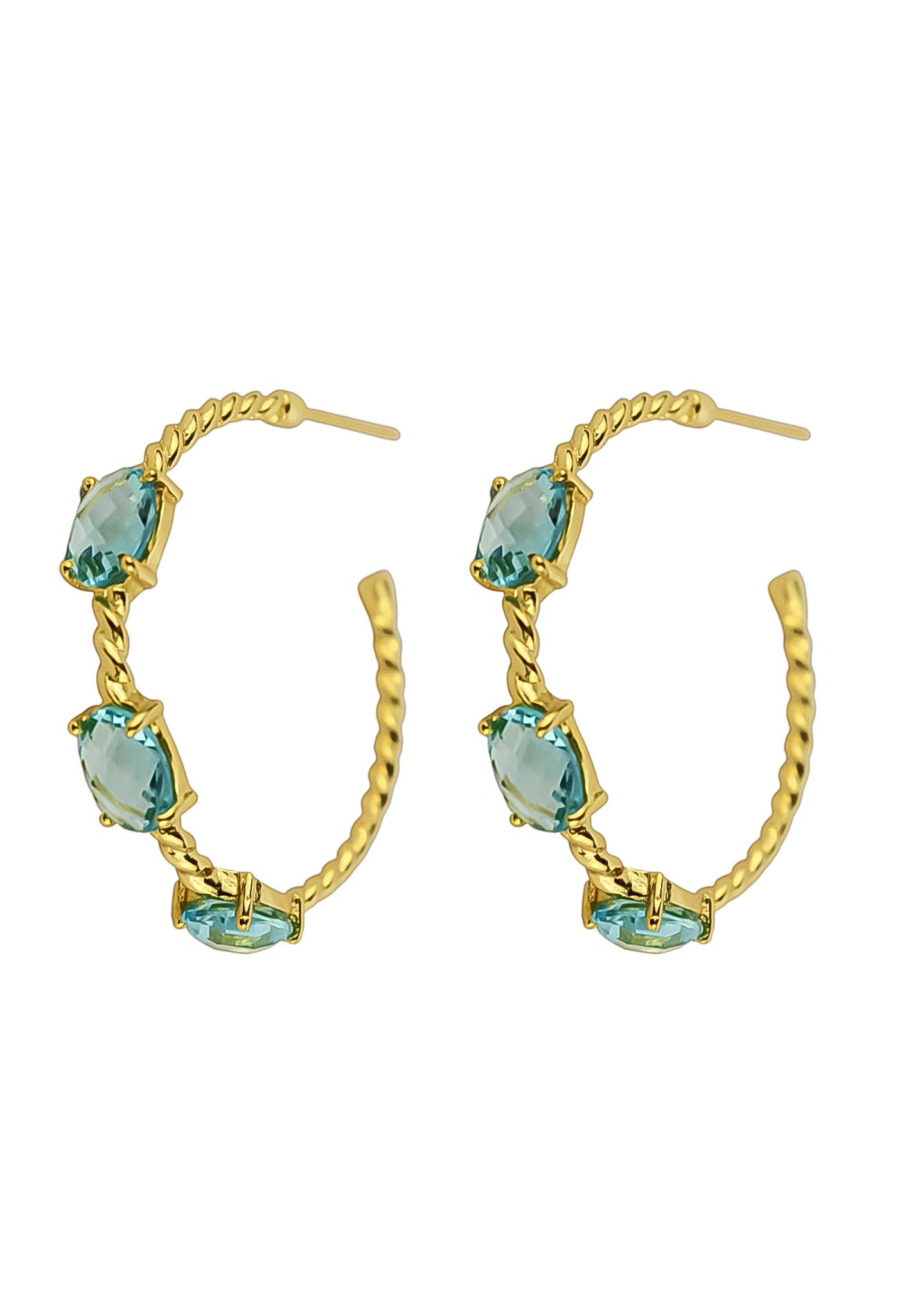 Elegant Doha Earrings featuring 18K gold plating and natural semi-precious stones, designed for pierced ears.