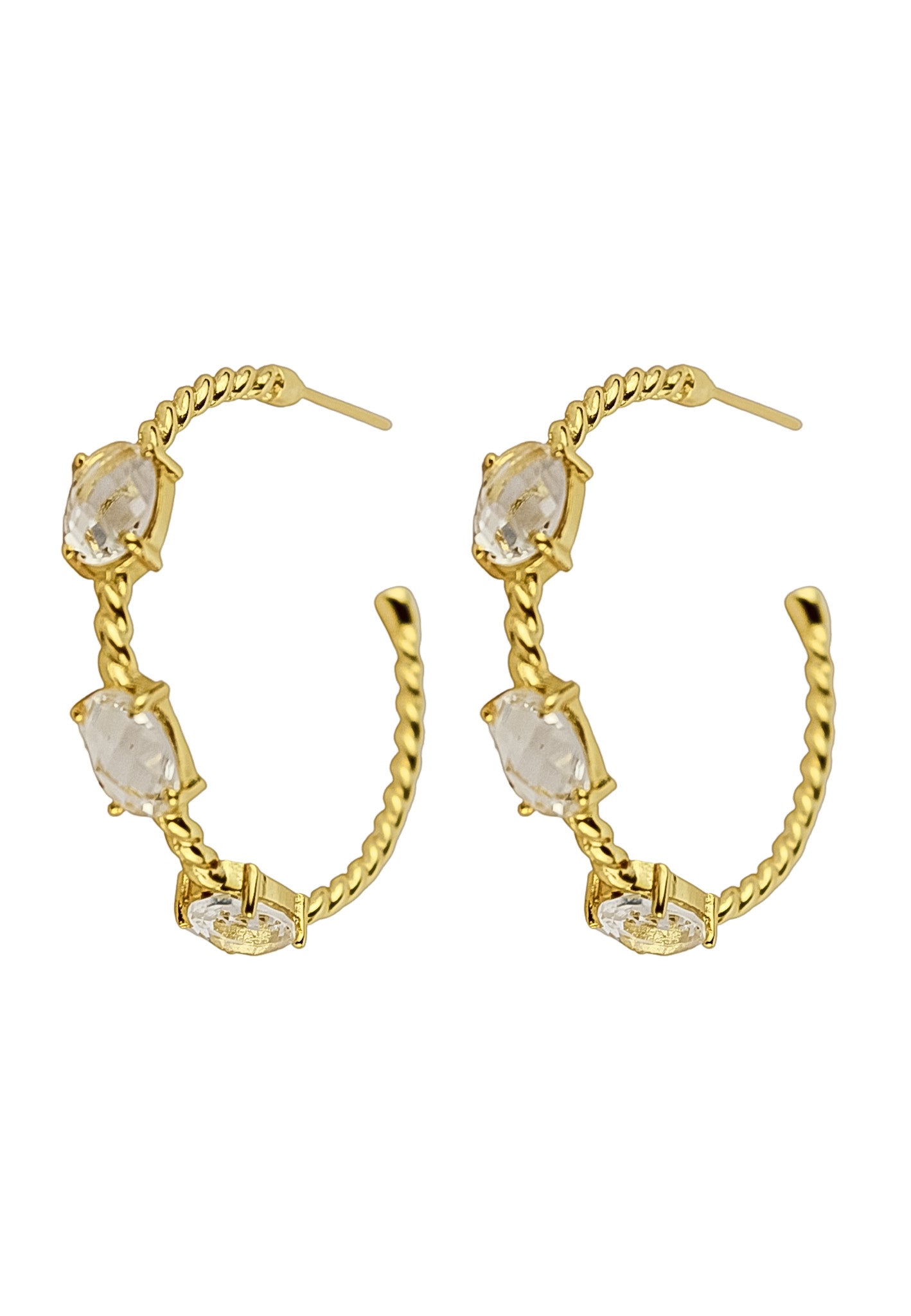 Elegant Doha Earrings featuring 18K gold plating and natural semi-precious stones, designed for pierced ears.