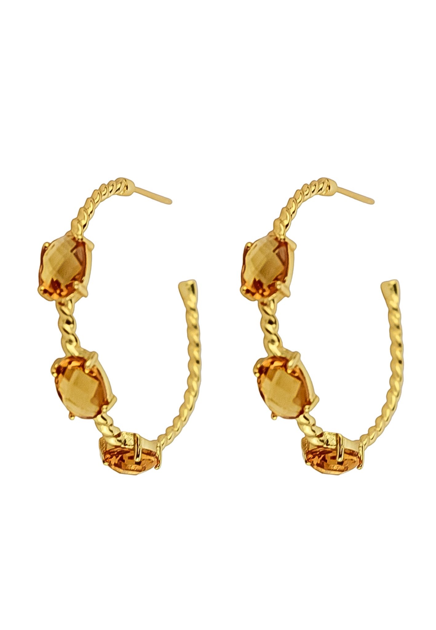 Elegant Doha Earrings featuring 18K gold plating and natural semi-precious stones, designed for pierced ears.