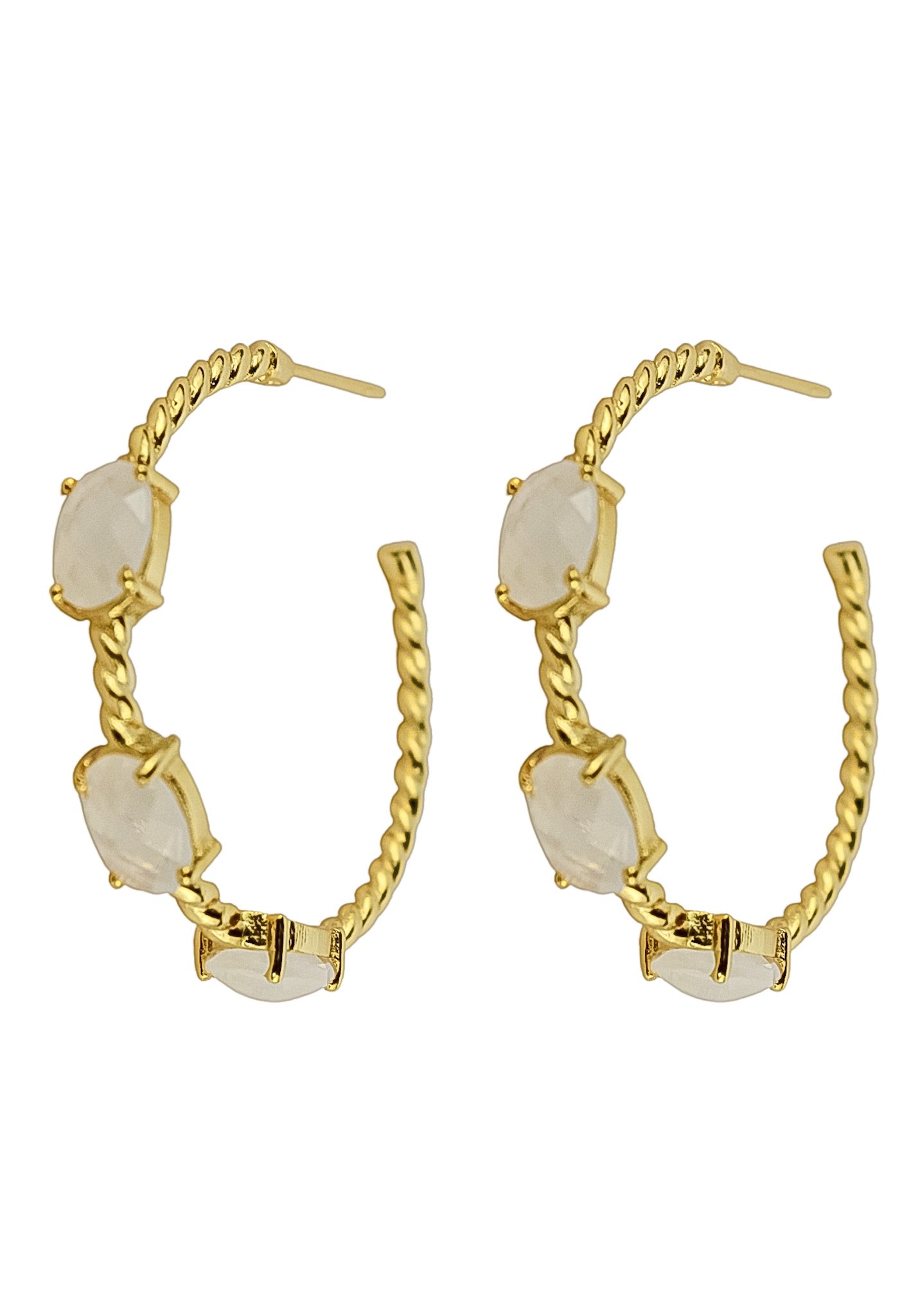 Elegant Doha Earrings featuring 18K gold plating and natural semi-precious stones, designed for pierced ears.