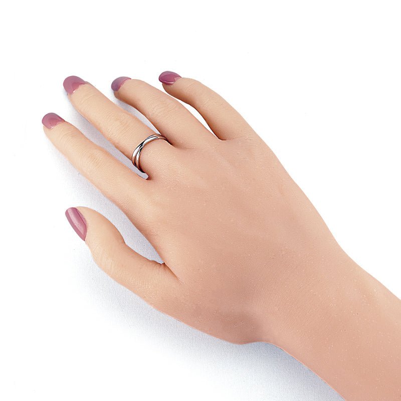 Double Band Silver Criss Cross Simple X Ring made of 925 sterling silver with a modern design.