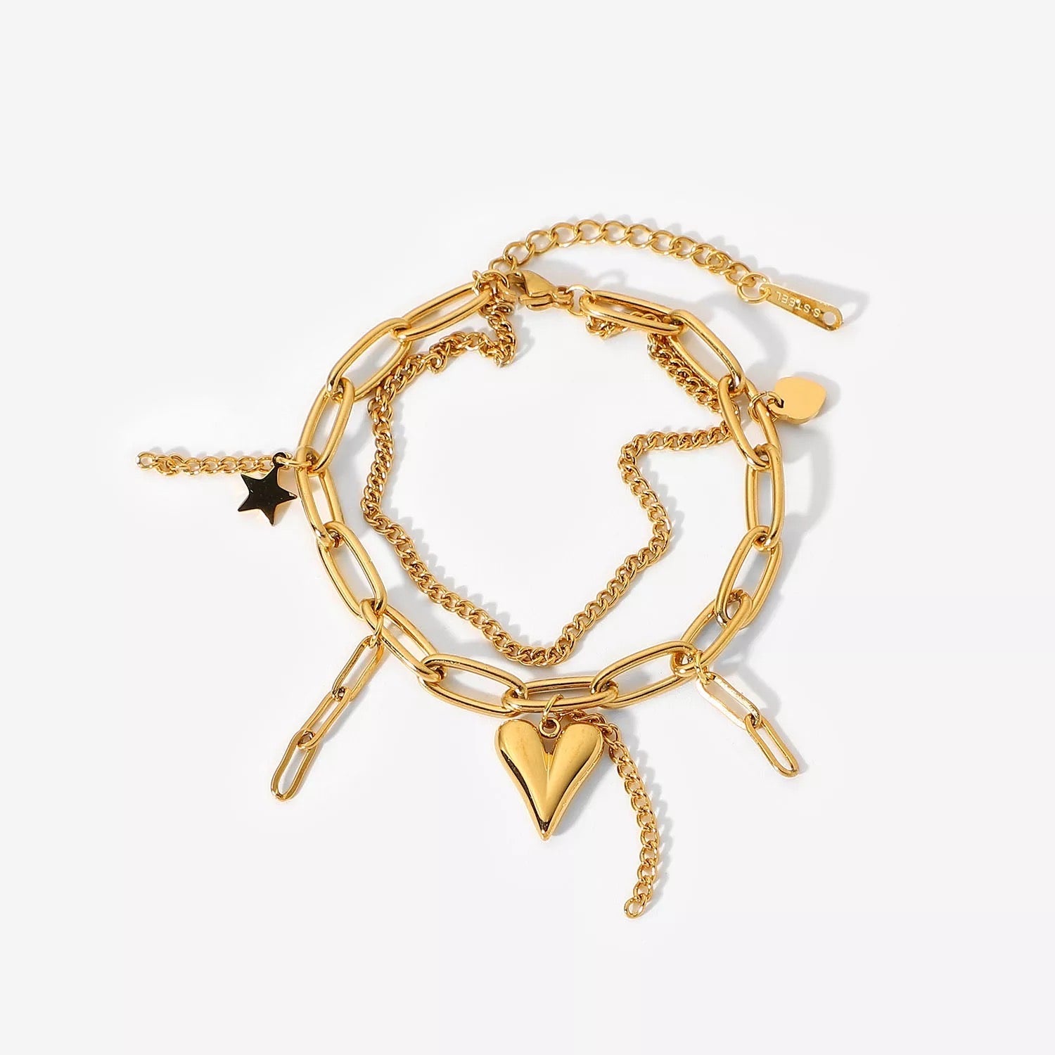 Doubled Fun Charm Bracelet featuring a cuban link chain and a freshwater pearl, elegantly designed with a gold plated finish.