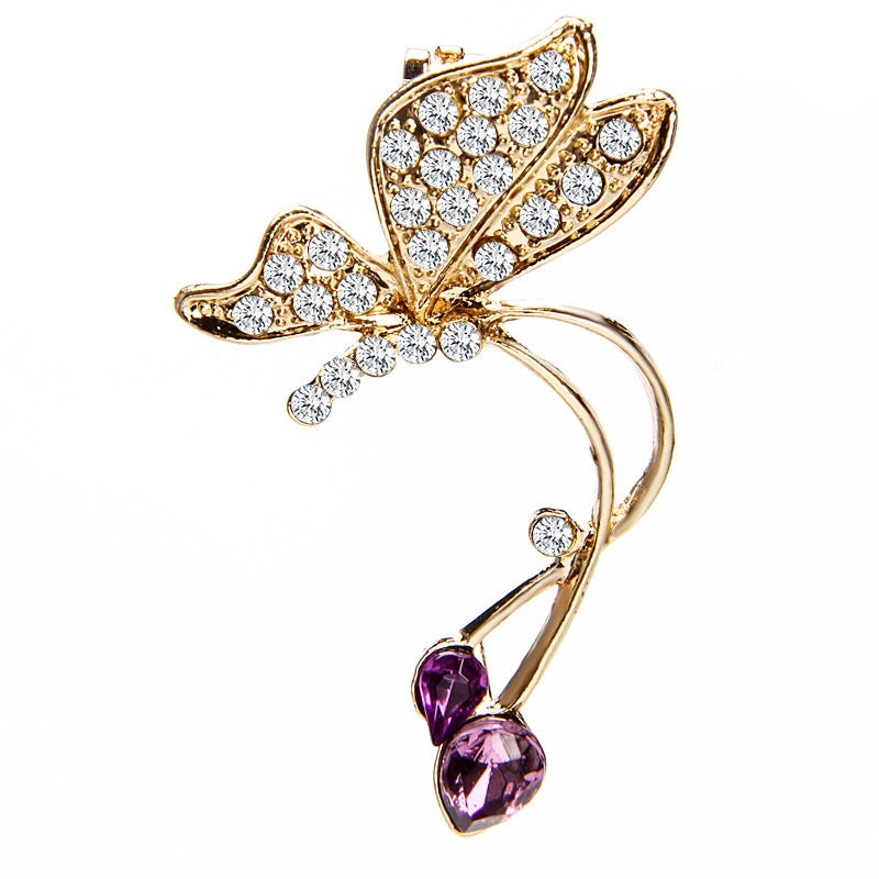 Dramatic butterfly ear bone clips made of alloy, showcasing an elegant design with intricate butterfly details.