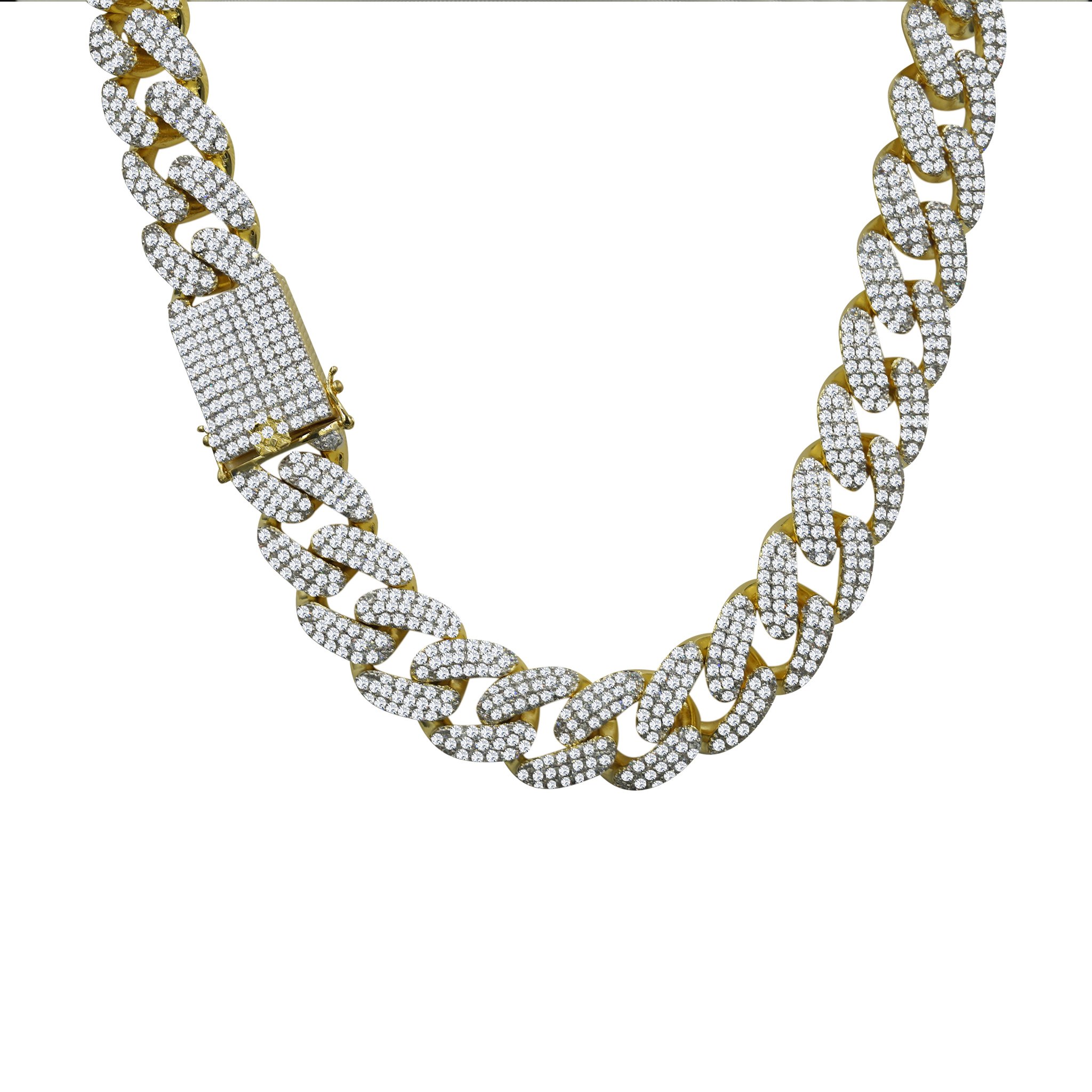 Drip Kit I Cuban link chain in gold or silver, featuring hand-set AAA-grade cubic zirconia, showcasing luxury and craftsmanship.