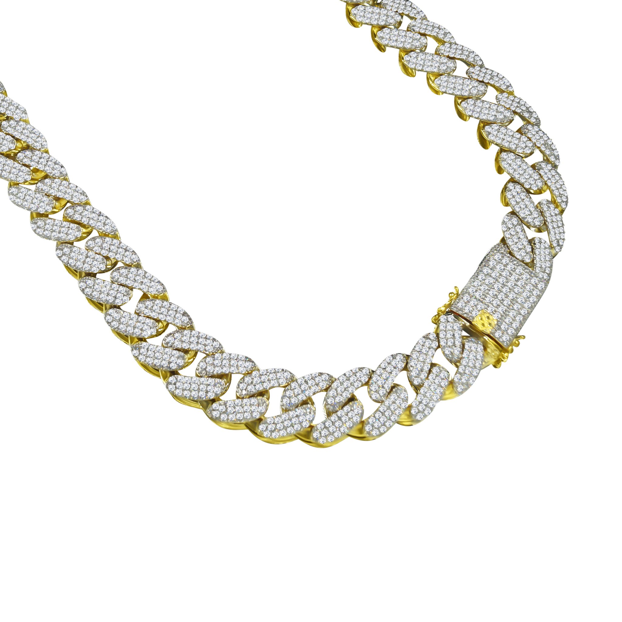 Drip Kit I Cuban link chain in gold or silver, featuring hand-set AAA-grade cubic zirconia, showcasing luxury and craftsmanship.