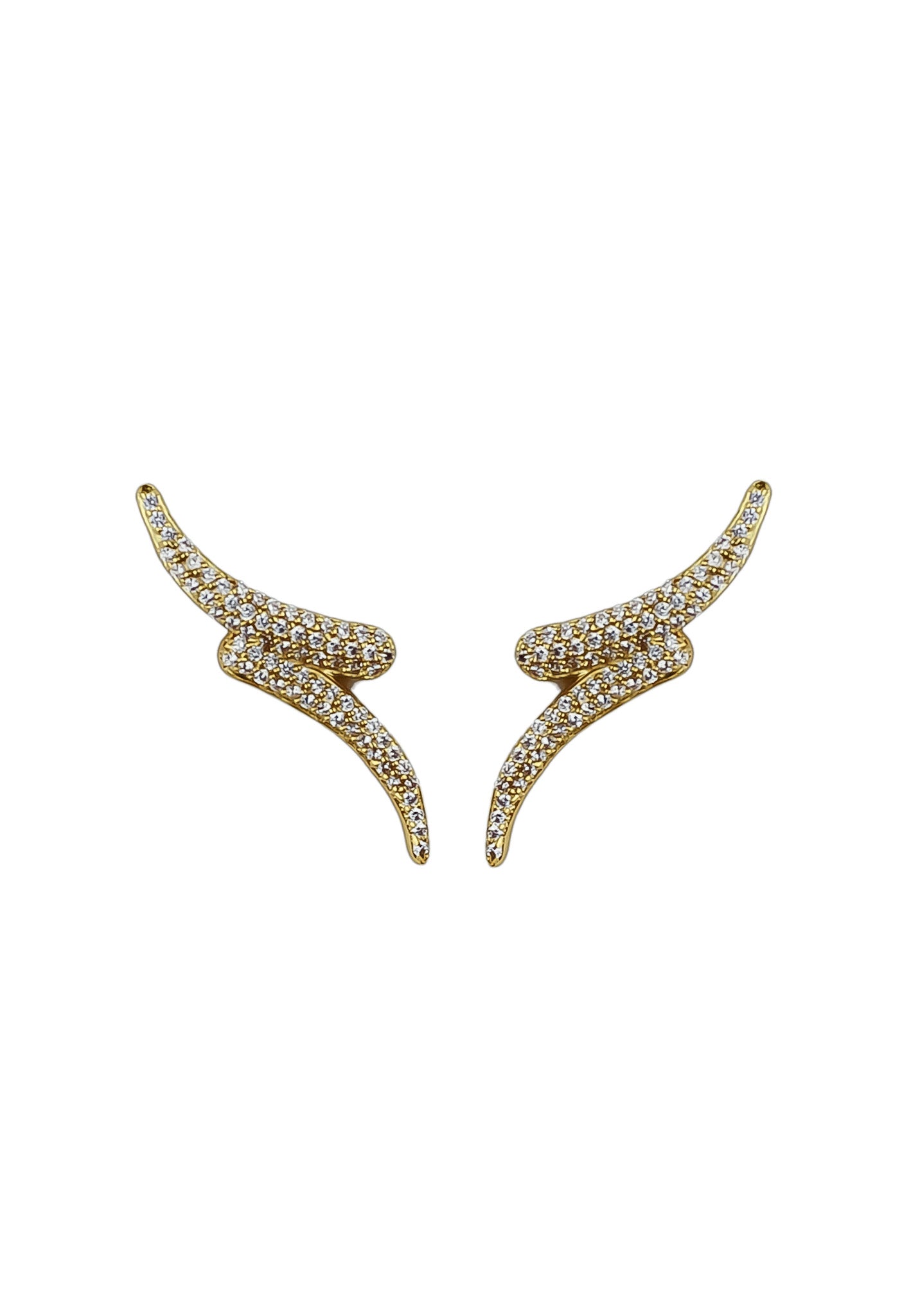 Elegant Dubai Earrings featuring 18K gold or silver plating with 61 round cut zirconia stones, perfect for any occasion.