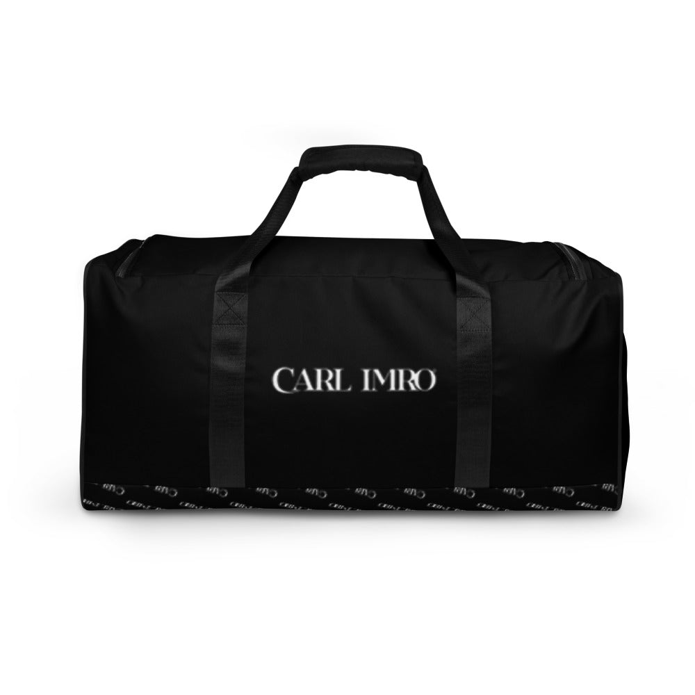 Duffle Bag PLBL in black with multiple pockets and adjustable shoulder strap, perfect for travel and gym use.