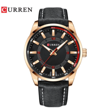 EBULLIENT Men's Watch I 541383 featuring a sporty design with a genuine leather strap and prominent hour markers in a scratch-free metal case.