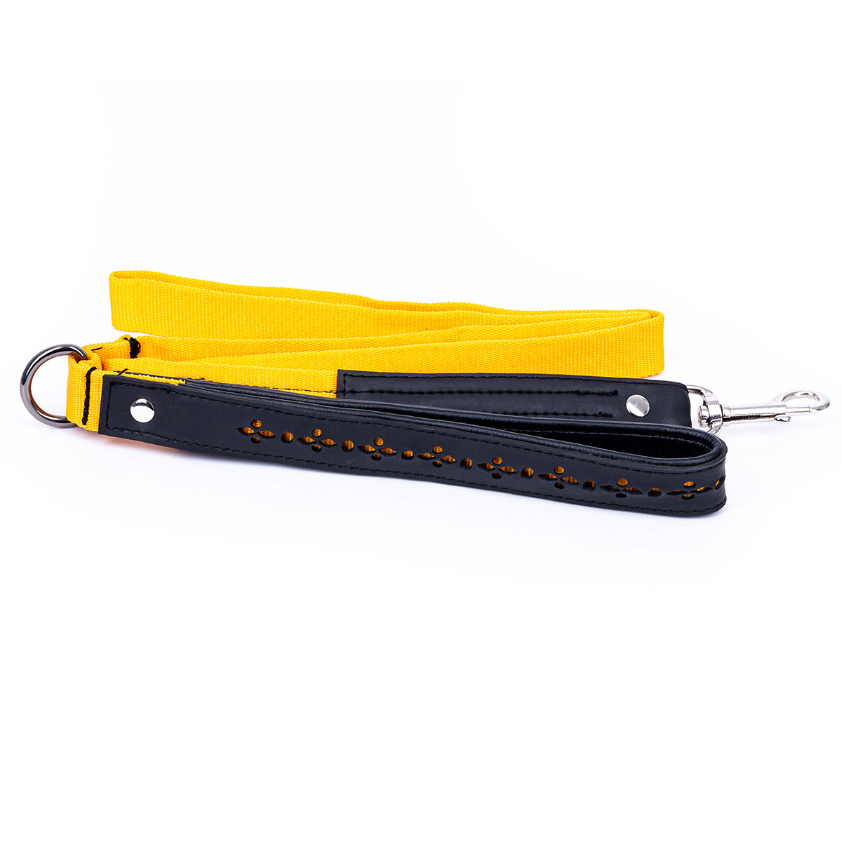 Eco Friendly Recycled Inner Tube Vegan Dog Lead in vibrant colors with padded handle and stainless steel clasp.