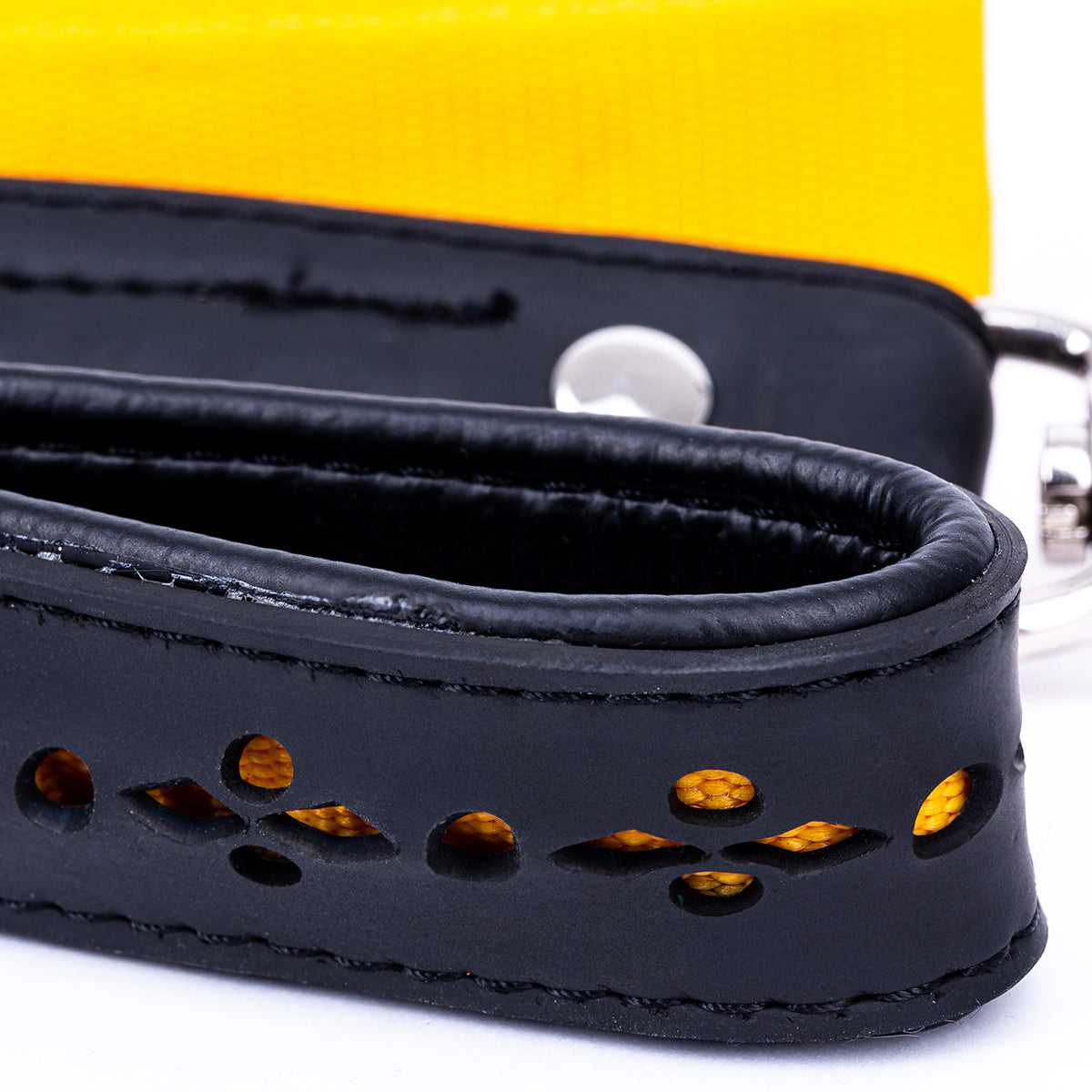 Eco Friendly Recycled Inner Tube Vegan Dog Lead in vibrant colors with padded handle and stainless steel clasp.