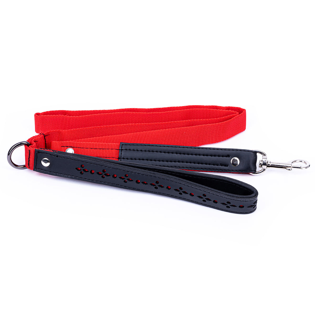 Eco Friendly Recycled Inner Tube Vegan Dog Lead in vibrant colors with padded handle and stainless steel clasp.