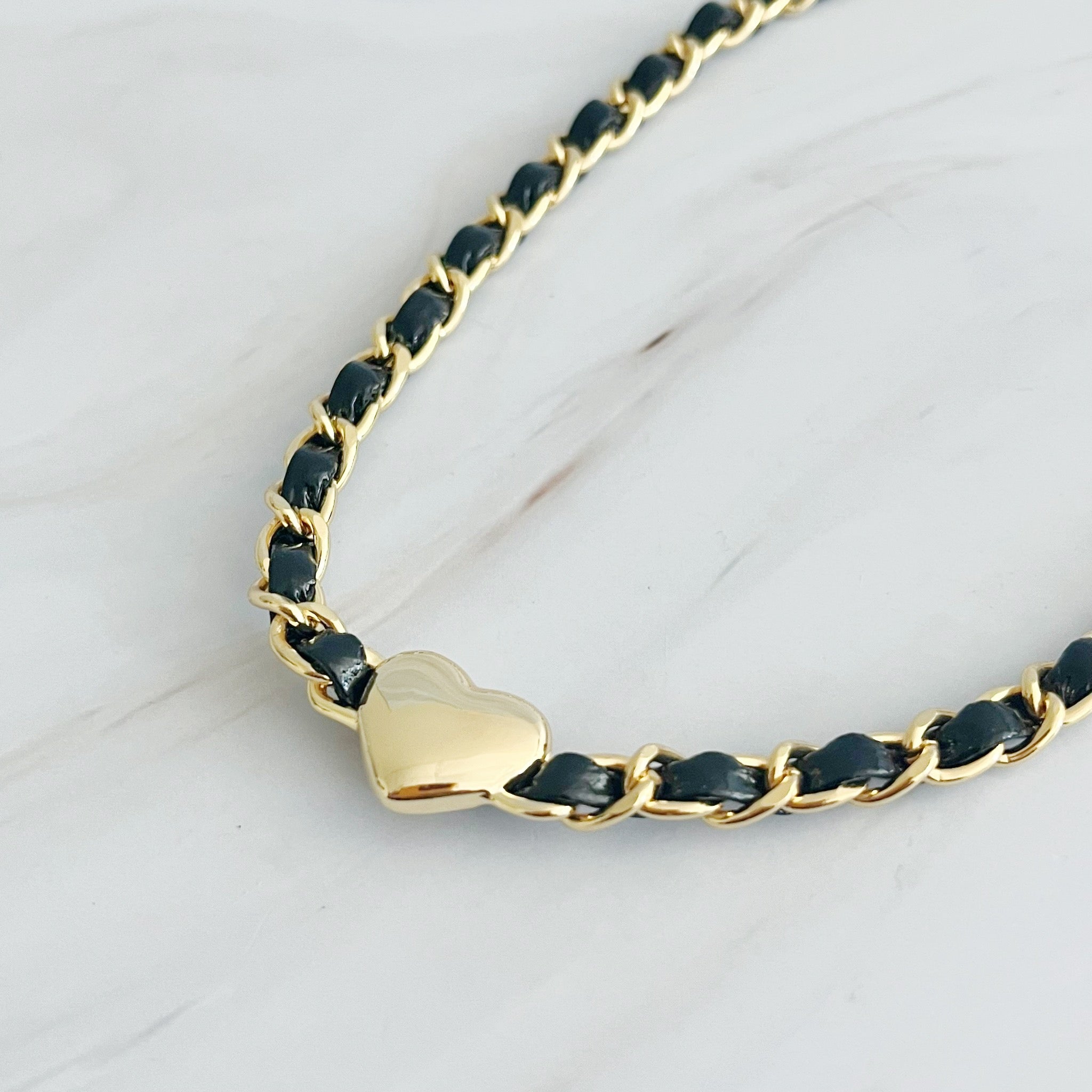 Edgy Heart Chain Choker Necklace featuring a unique heart chain design in 18k gold plated brass, perfect for layering or wearing alone.