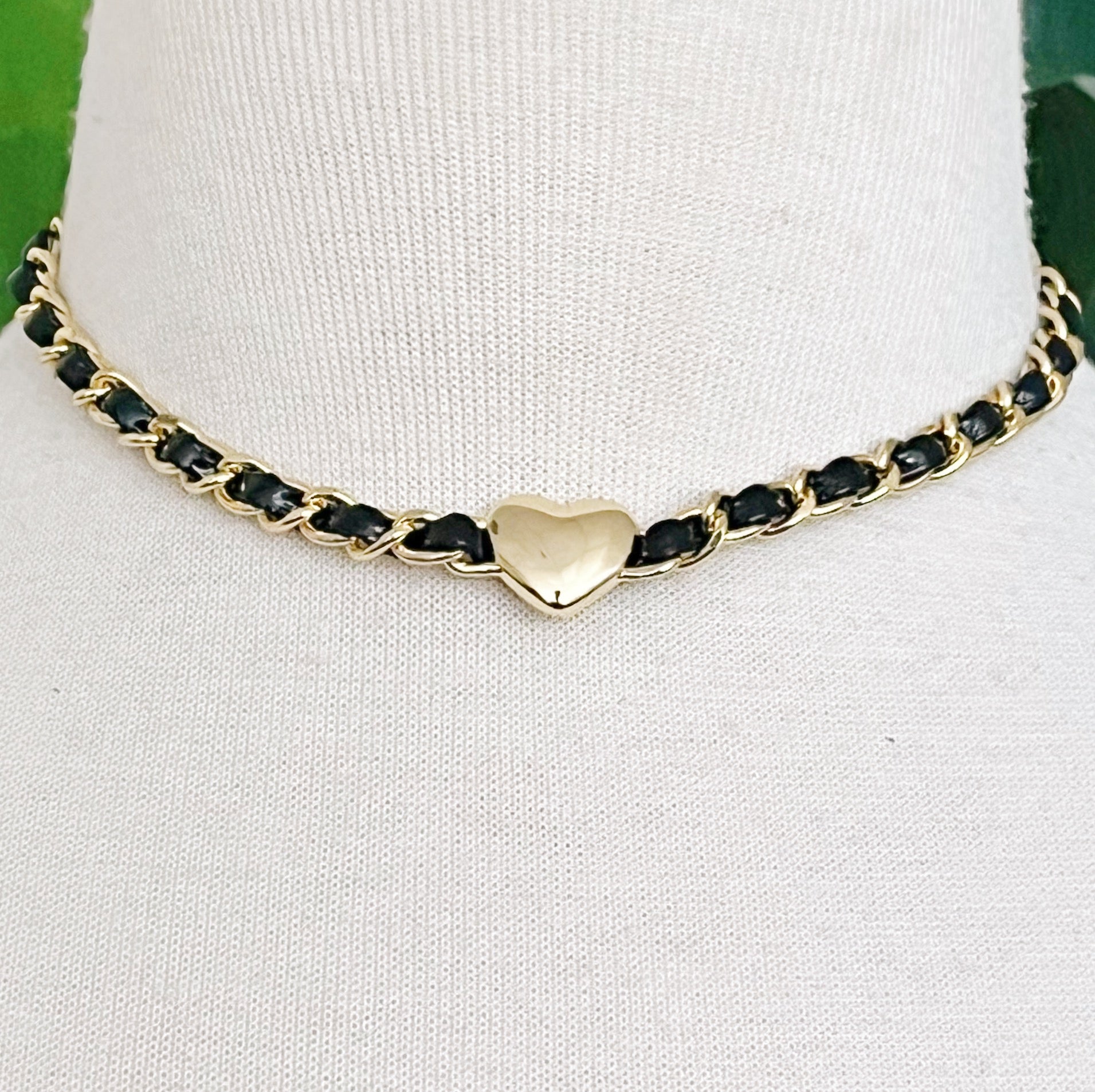 Edgy Heart Chain Choker Necklace featuring a unique heart chain design in 18k gold plated brass, perfect for layering or wearing alone.