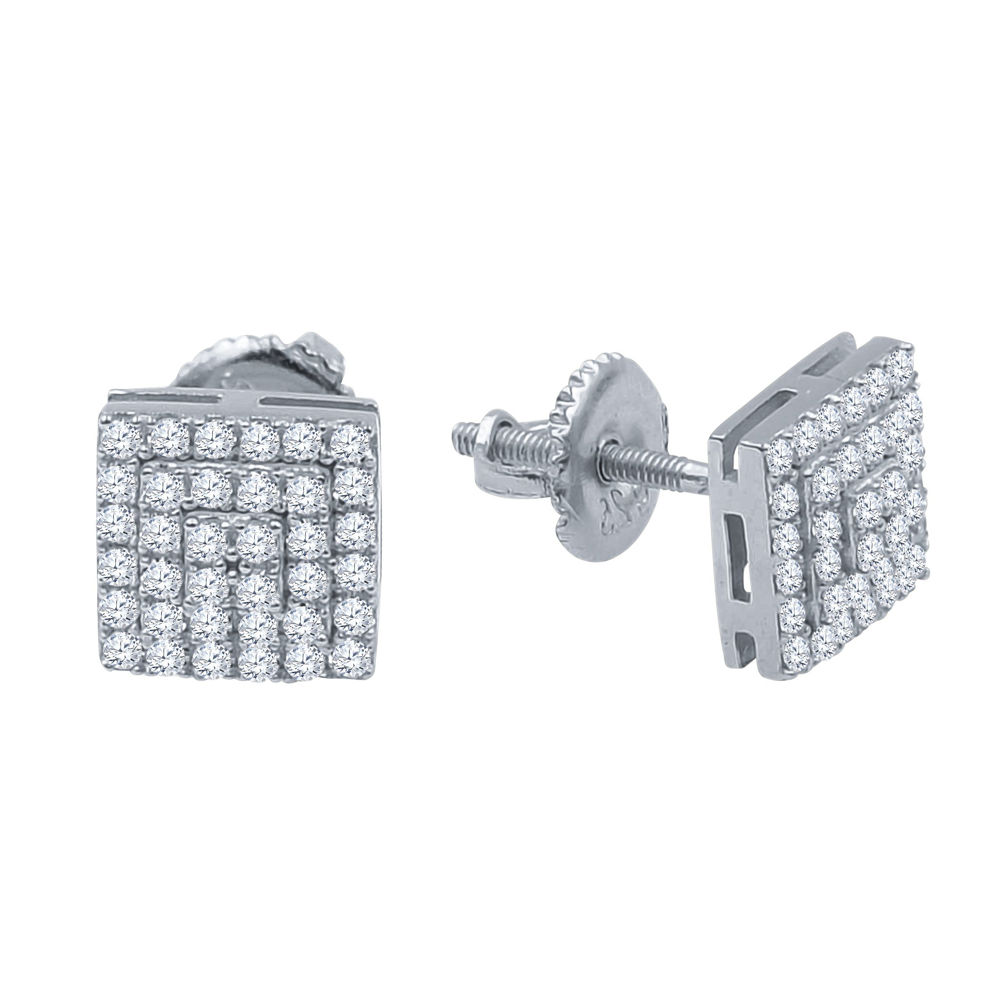 ELAN Silver Earrings featuring cubic zircon stones in a diamond-shaped design, crafted from 925 sterling silver.