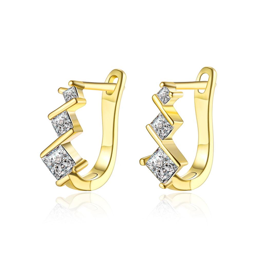 Elements Criss-Cross Clip On Earrings featuring certified crystals and 18K gold plating, elegantly designed for comfort and style.