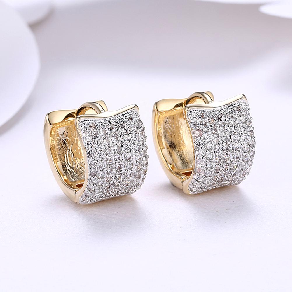 Elegant Elements Cubed Earrings in 14K Gold with certified crystals, showcasing a luxurious design and hypoallergenic features.