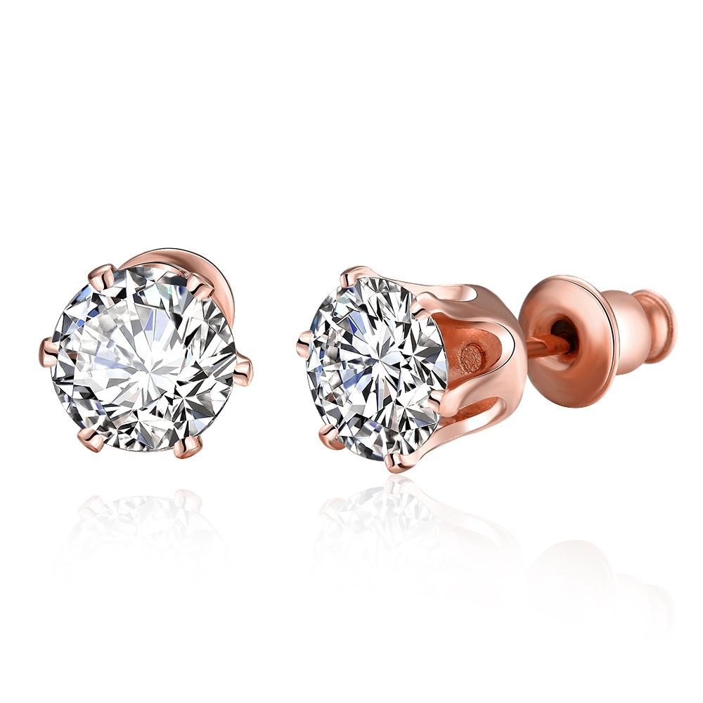 Elements Mini Studs in 14K Rose Gold featuring certified crystals, lightweight design, and hypoallergenic properties.