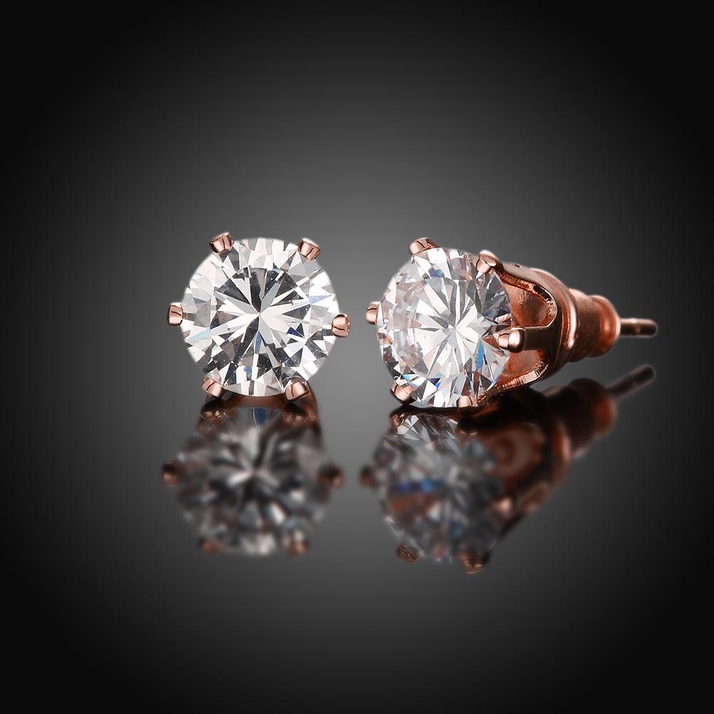 Elements Mini Studs in 14K Rose Gold featuring certified crystals, lightweight design, and hypoallergenic properties.