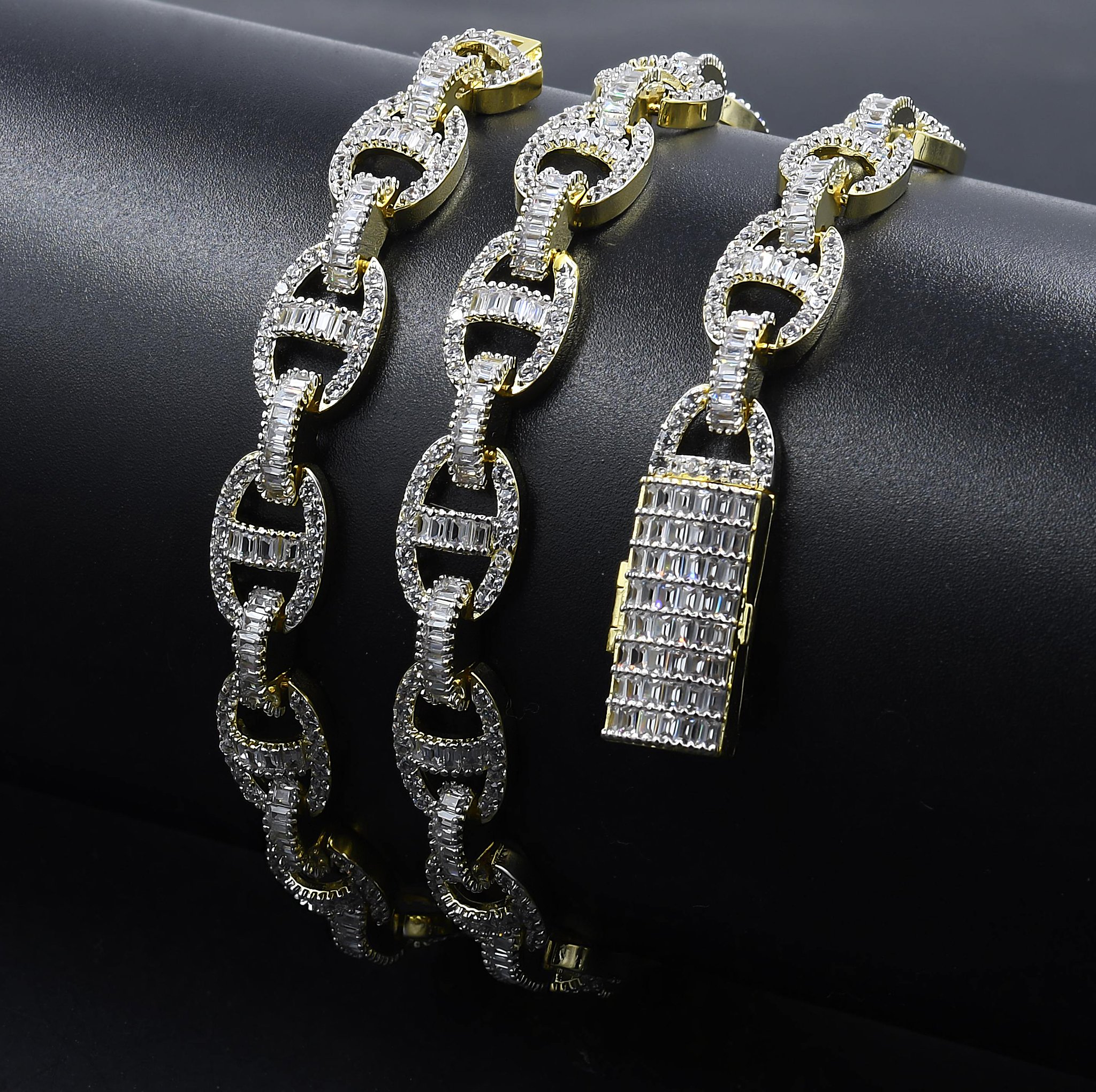 ELITE 6MM Iced Out CZ Chain featuring AAA cubic zirconia stones, available in rhodium and gold plating.