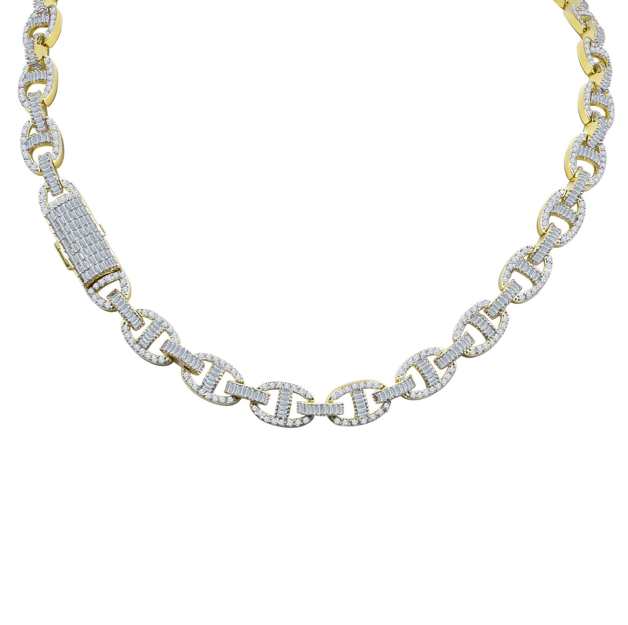 ELITE 6MM Iced Out CZ Chain featuring AAA cubic zirconia stones, available in rhodium and gold plating.