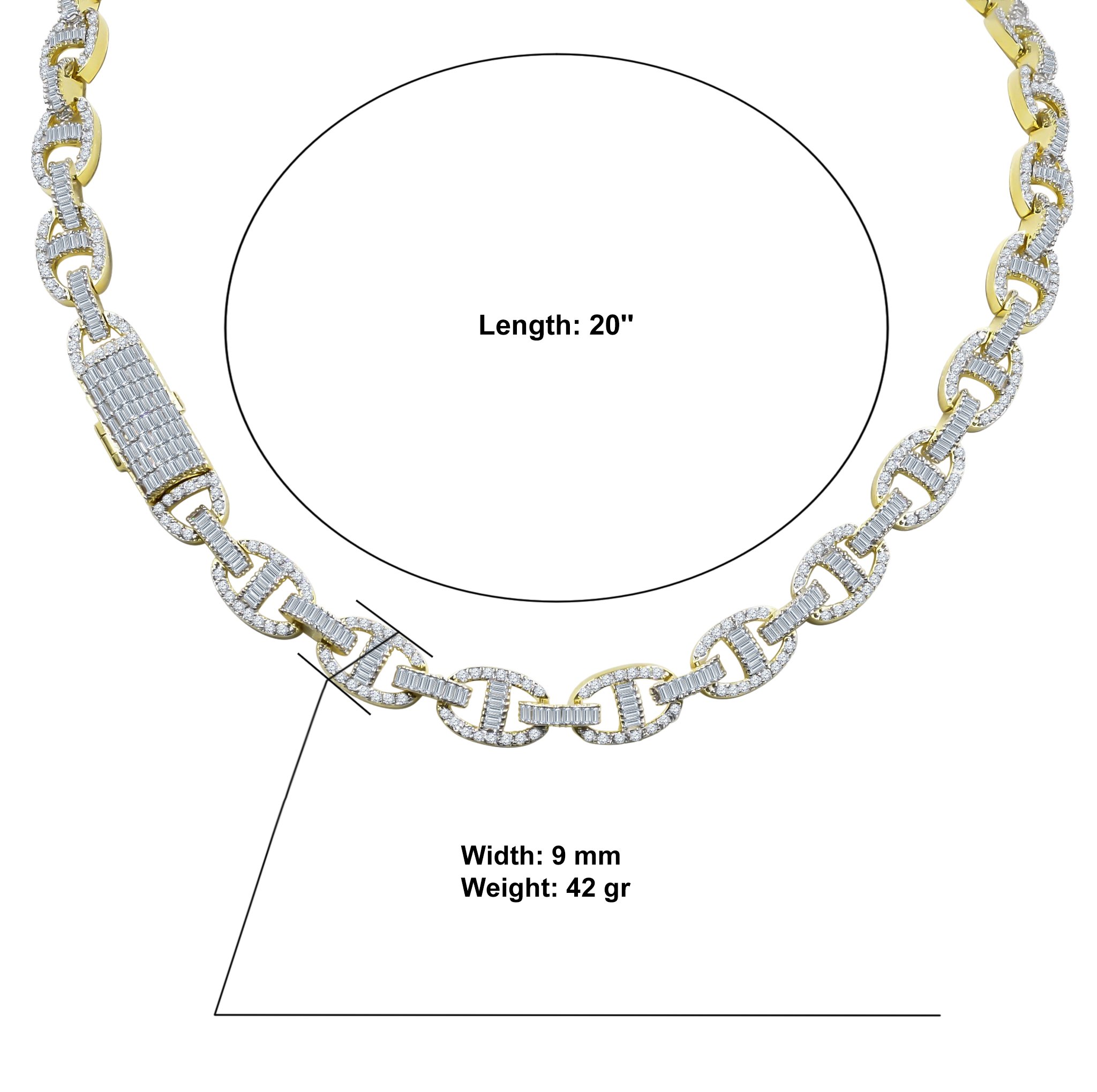 ELITE 6MM Iced Out CZ Chain featuring AAA cubic zirconia stones, available in rhodium and gold plating.