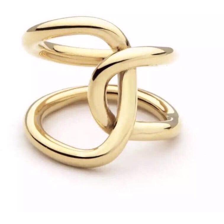 Emily Ring featuring 18k gold plating over stainless steel, showcasing its elegant design and durability.