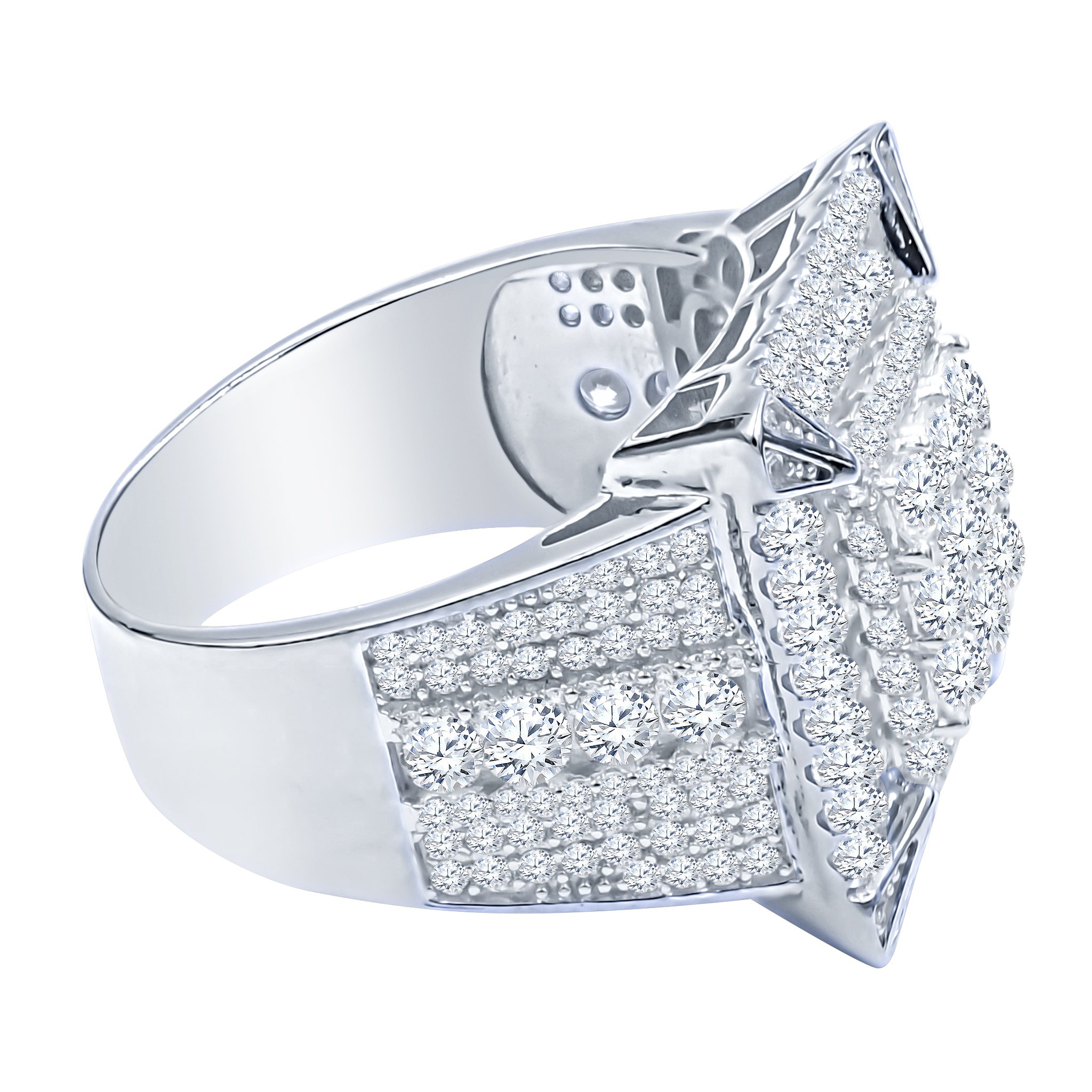 EMPYREAN Silver Ring featuring cubic zirconia stones in a square motif, crafted from 925 sterling silver.