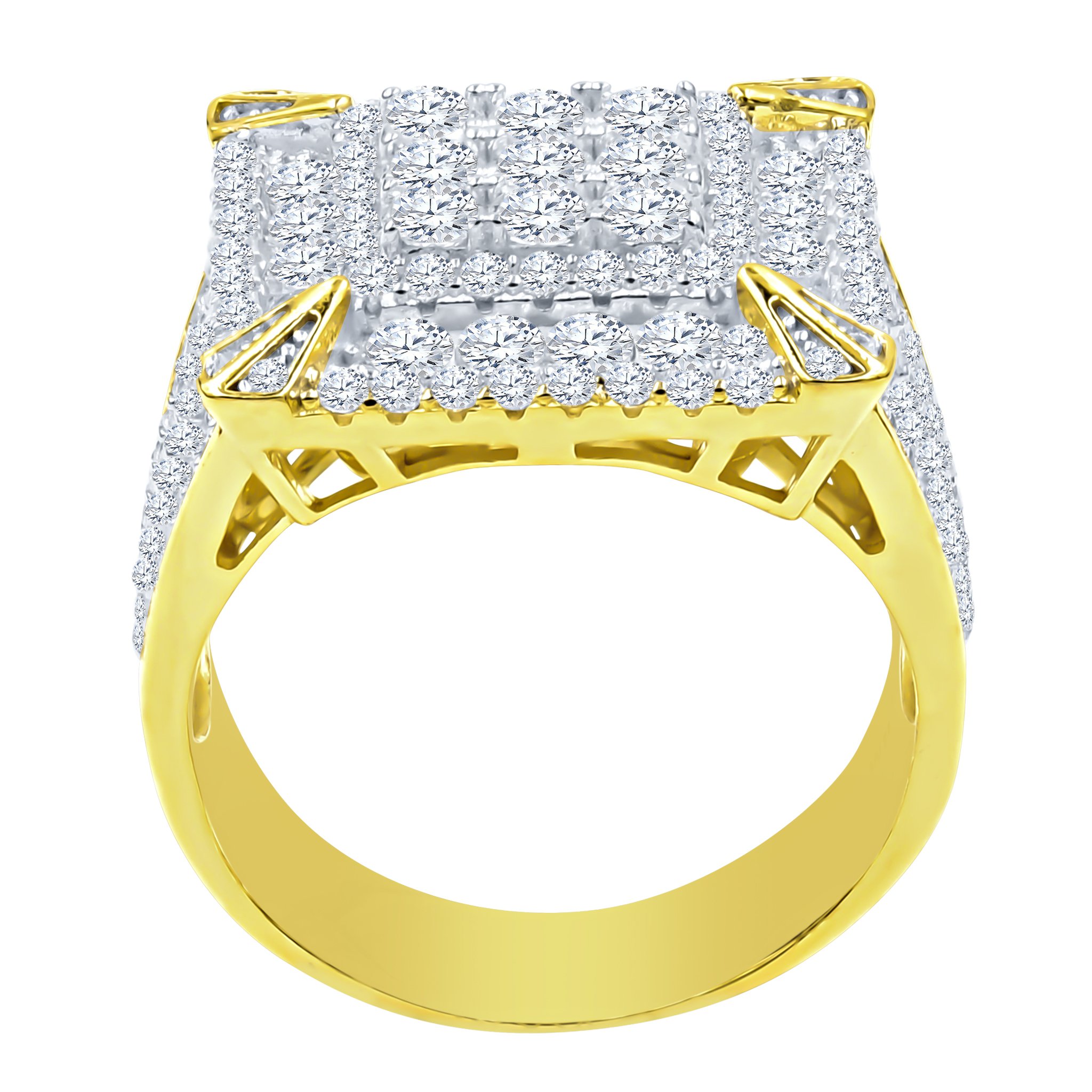 EMPYREAN Silver Ring featuring cubic zirconia stones in a square motif, crafted from 925 sterling silver.