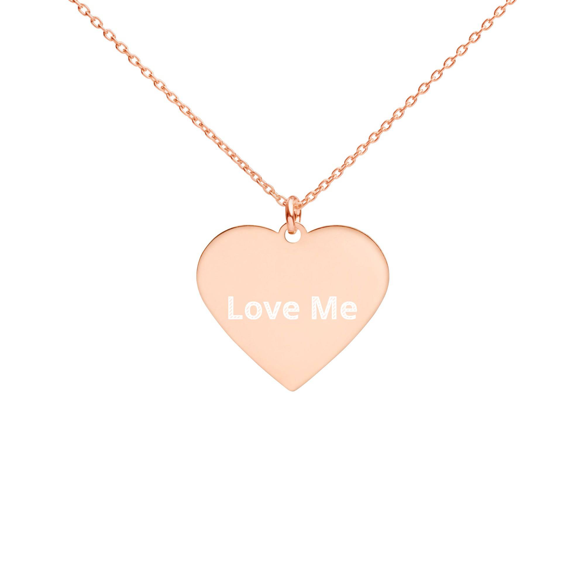 Engraved Silver Heart Necklace featuring a sterling silver heart-shaped pendant on a delicate chain, elegantly displayed in eco-friendly packaging.