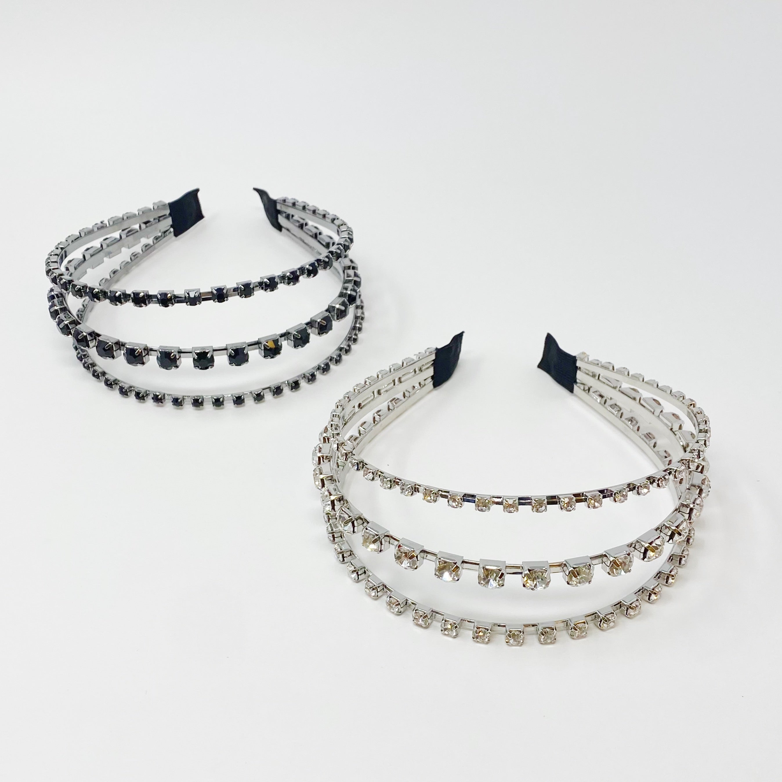 Ensemble Of Shine Headband featuring three embellished rows and soft edges for comfort.