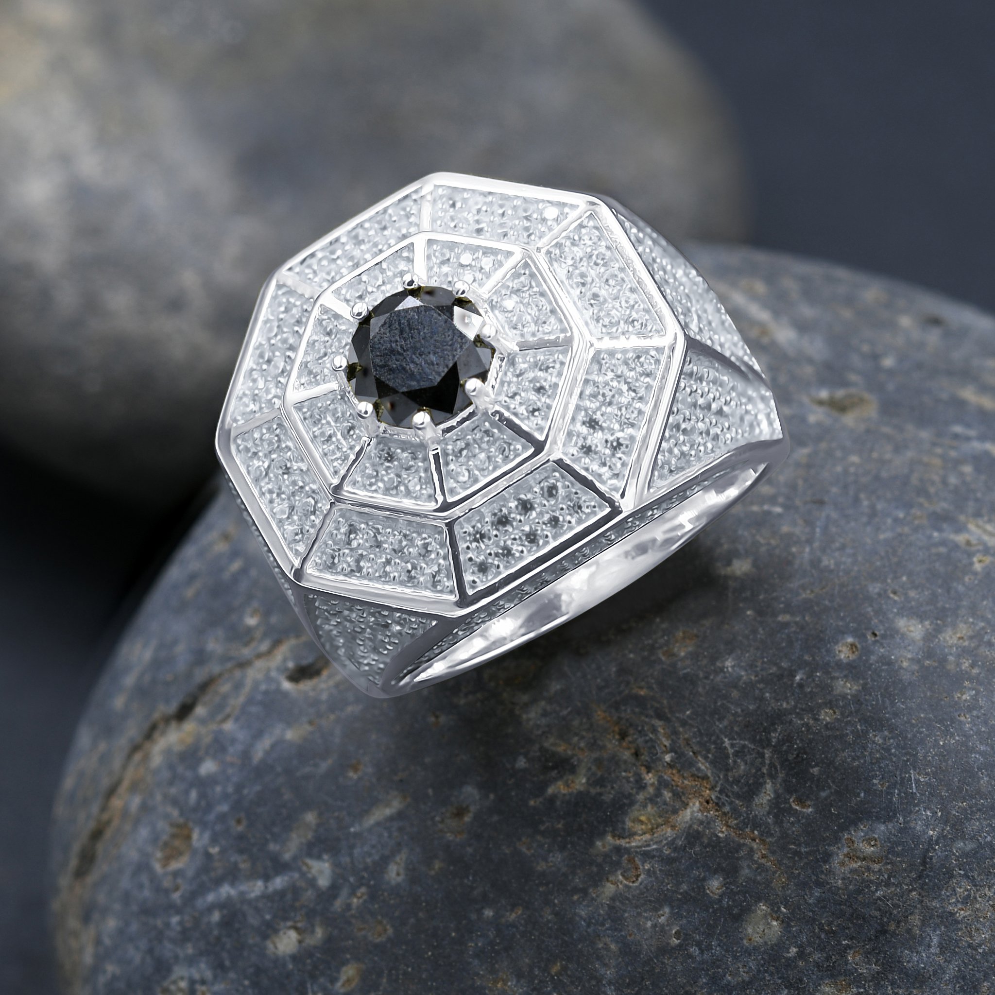 ENTICE 925 Silver Ring featuring micropave CZ stones, elegantly designed with a prong setting.