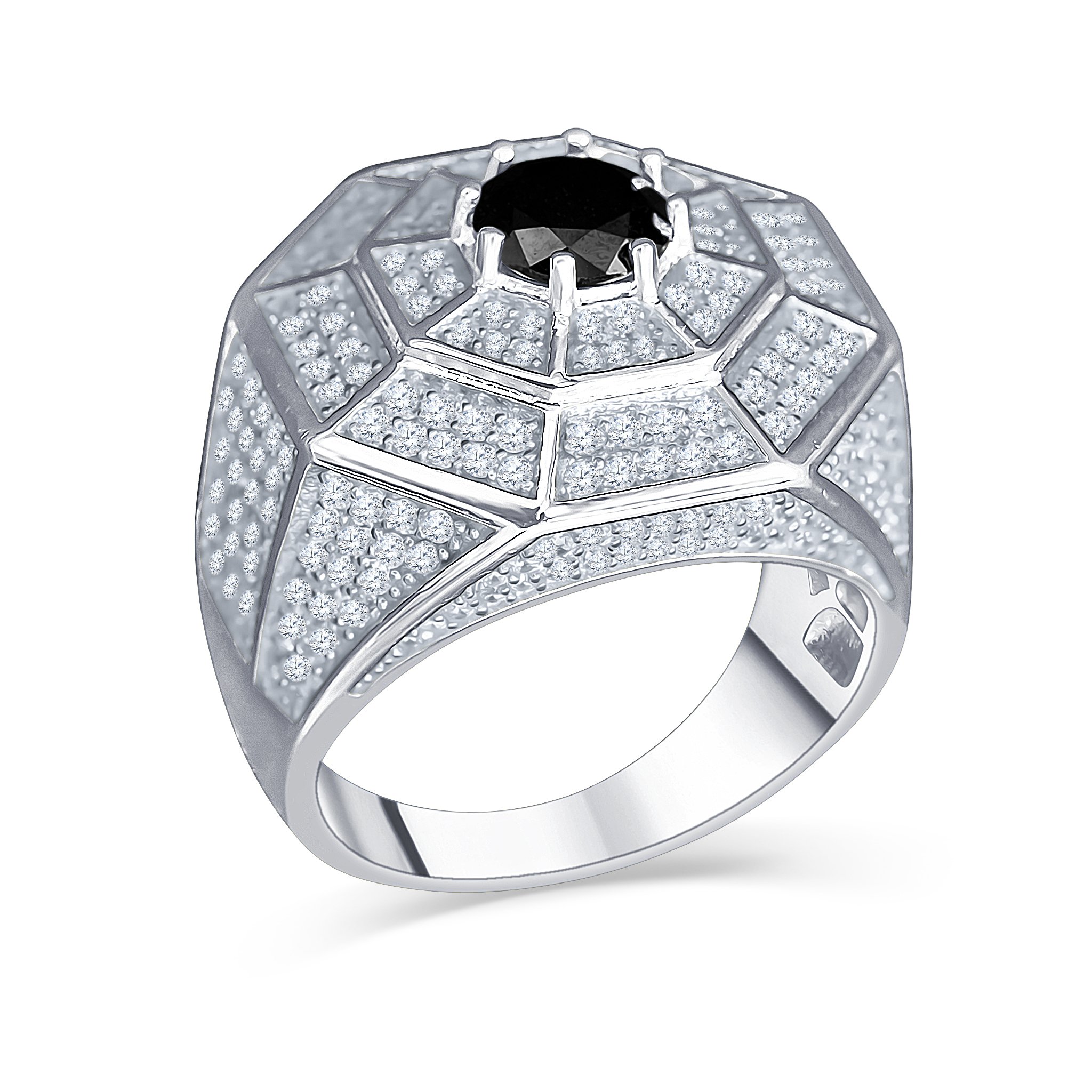 ENTICE 925 Silver Ring featuring micropave CZ stones, elegantly designed with a prong setting.