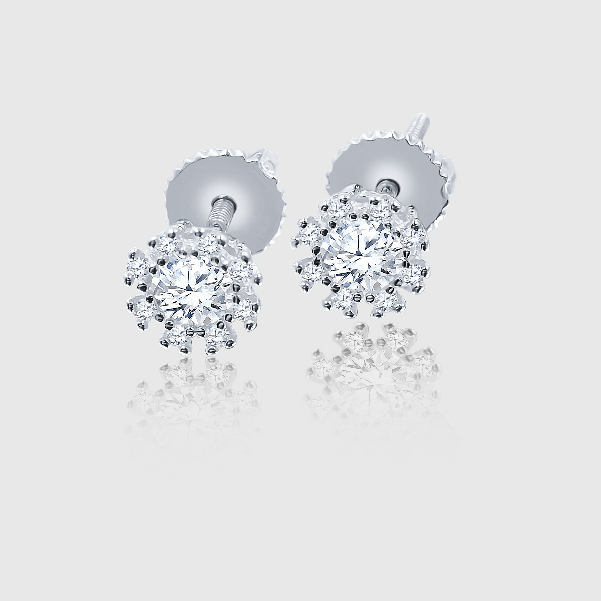 Elegant ENTICING Screw Back Earrings featuring sparkling cubic zircon stones set in 925 sterling silver, perfect for any occasion.